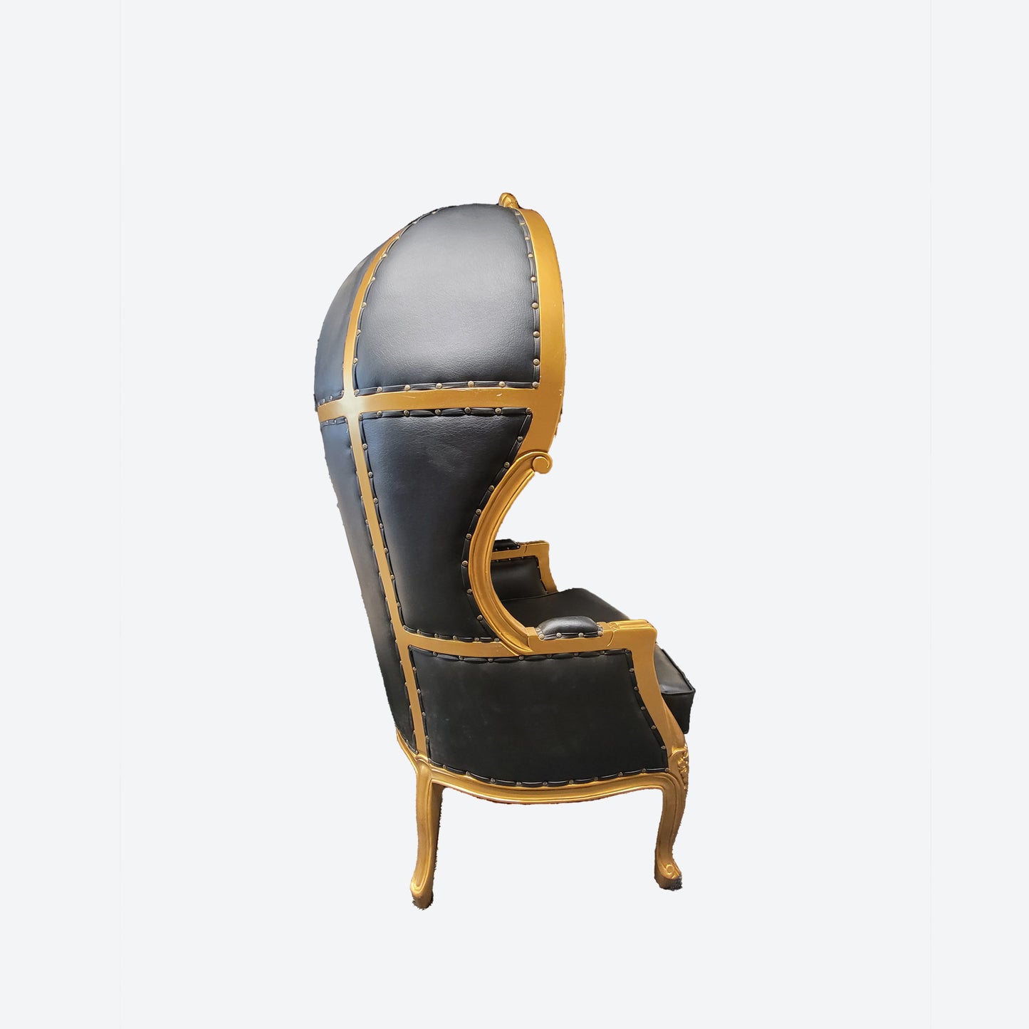 BLACK LEATHER UMBRELLA/BALOON CEDAR WOOD CHAIR (GOLD) - AU -SKU 1003G