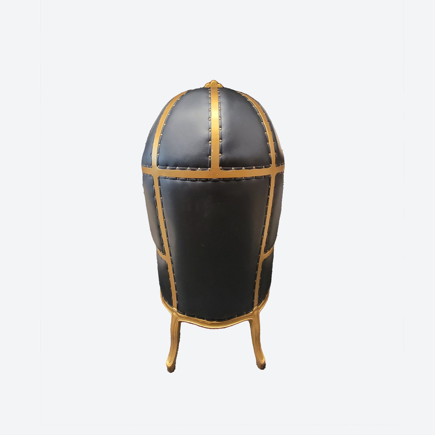 BLACK LEATHER UMBRELLA/BALOON CEDAR WOOD CHAIR (GOLD) - AU -SKU 1003G