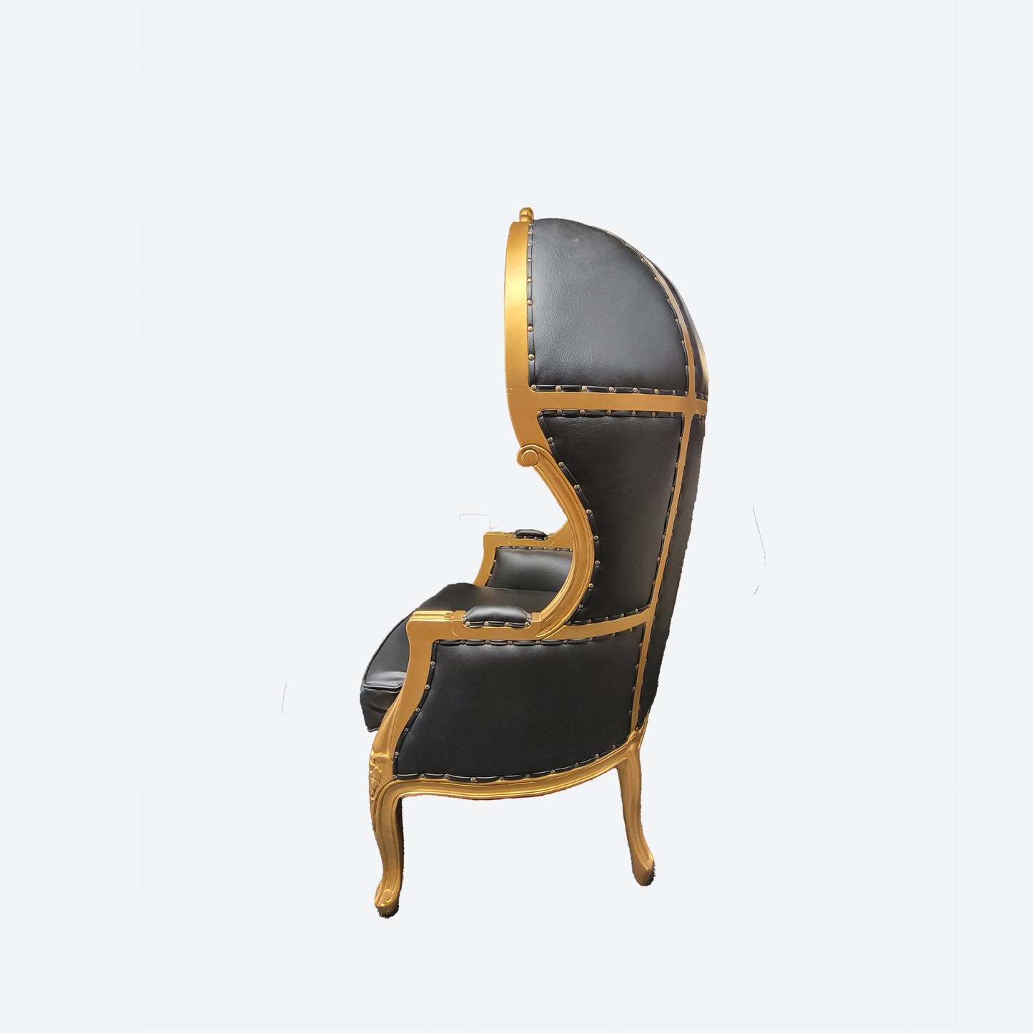 BLACK LEATHER UMBRELLA/BALOON CEDAR WOOD CHAIR (GOLD) - AU -SKU 1003G
