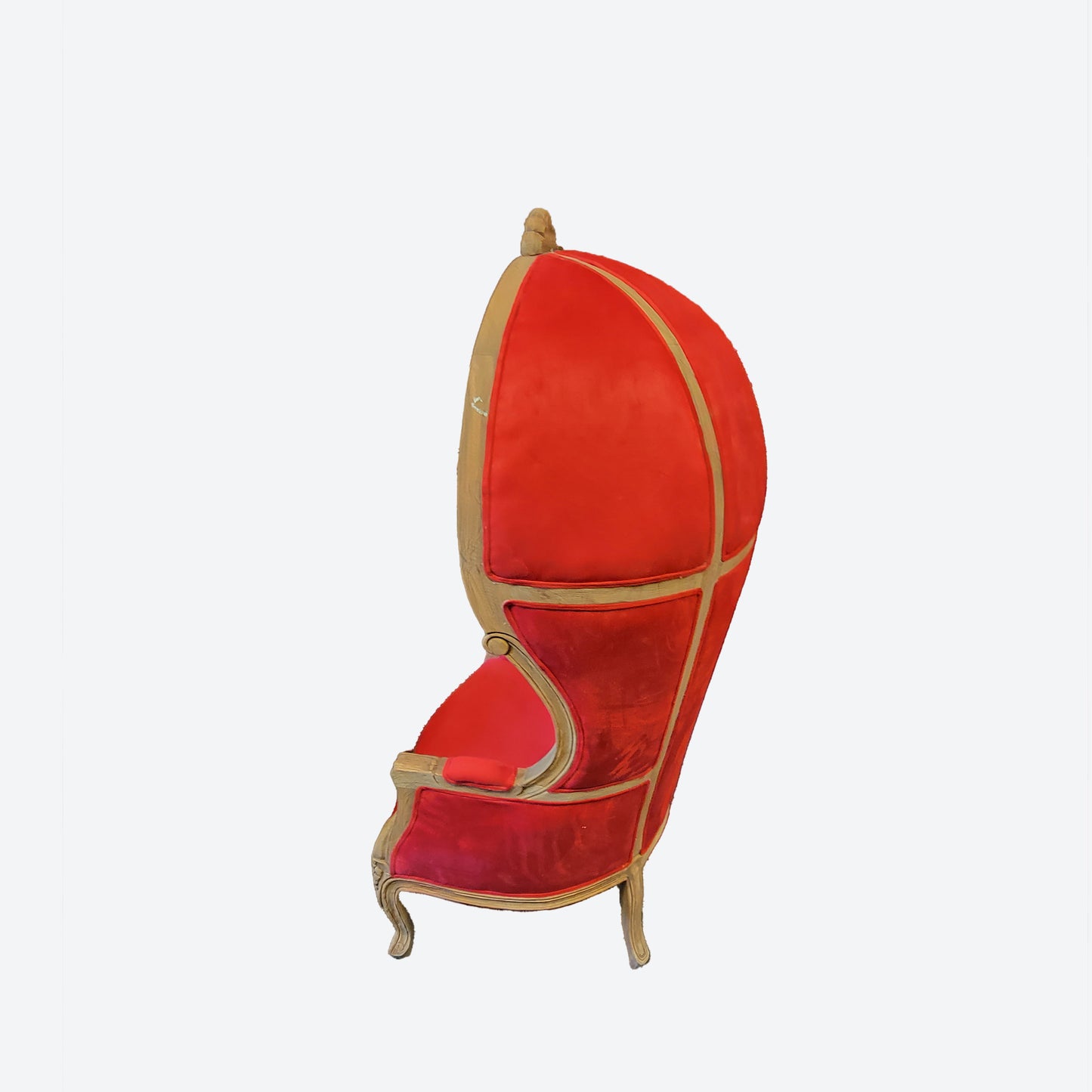 RED VELVET UMBRELLA/BALLOON CEDAR WOOD CHAIR (NATURAL) - AU- SKU 1003H
