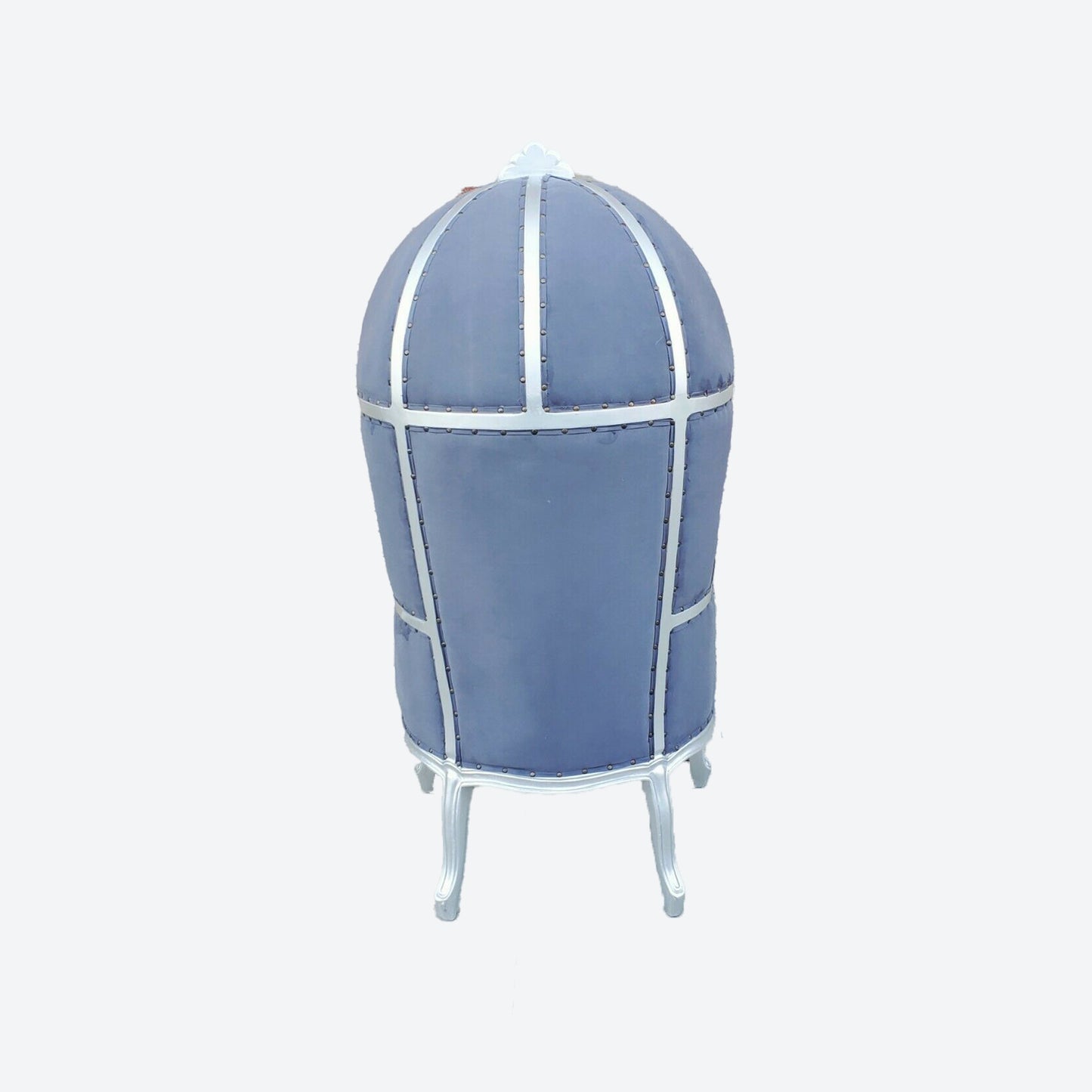 GRAY VELVET UMBRELLA/BALLOON CEDAR WOOD CHAIR WITH SILVER TRIM - AU- 1003D