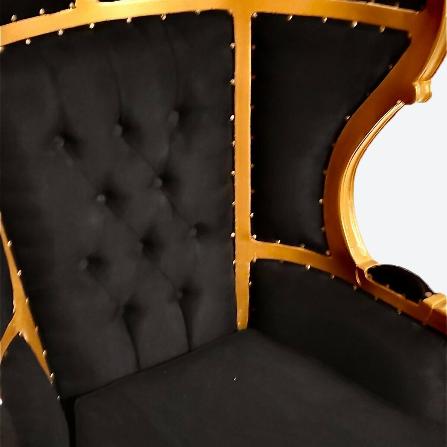 BLACK ORGANIC CANVAS FABRIC UMBRELLA/BALLOON CEDAR WOOD CHAIR (GOLD) - AU- SKU 1003B