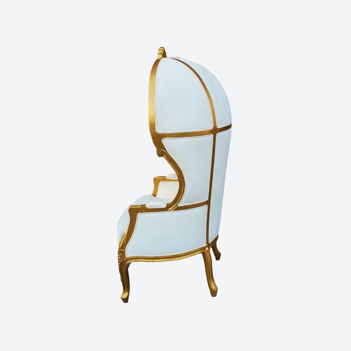 WHITE ORGANIC CANVAS FABRIC UMBRELLA/BALLOON CEDAR WOOD CHAIR (GOLD) - AU- SKU 1003C