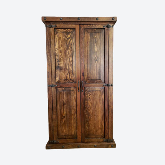 BROWN Mesquite  WOOD CLOSET WITH HAMMERED ACCENTS- SK (SKU1009)