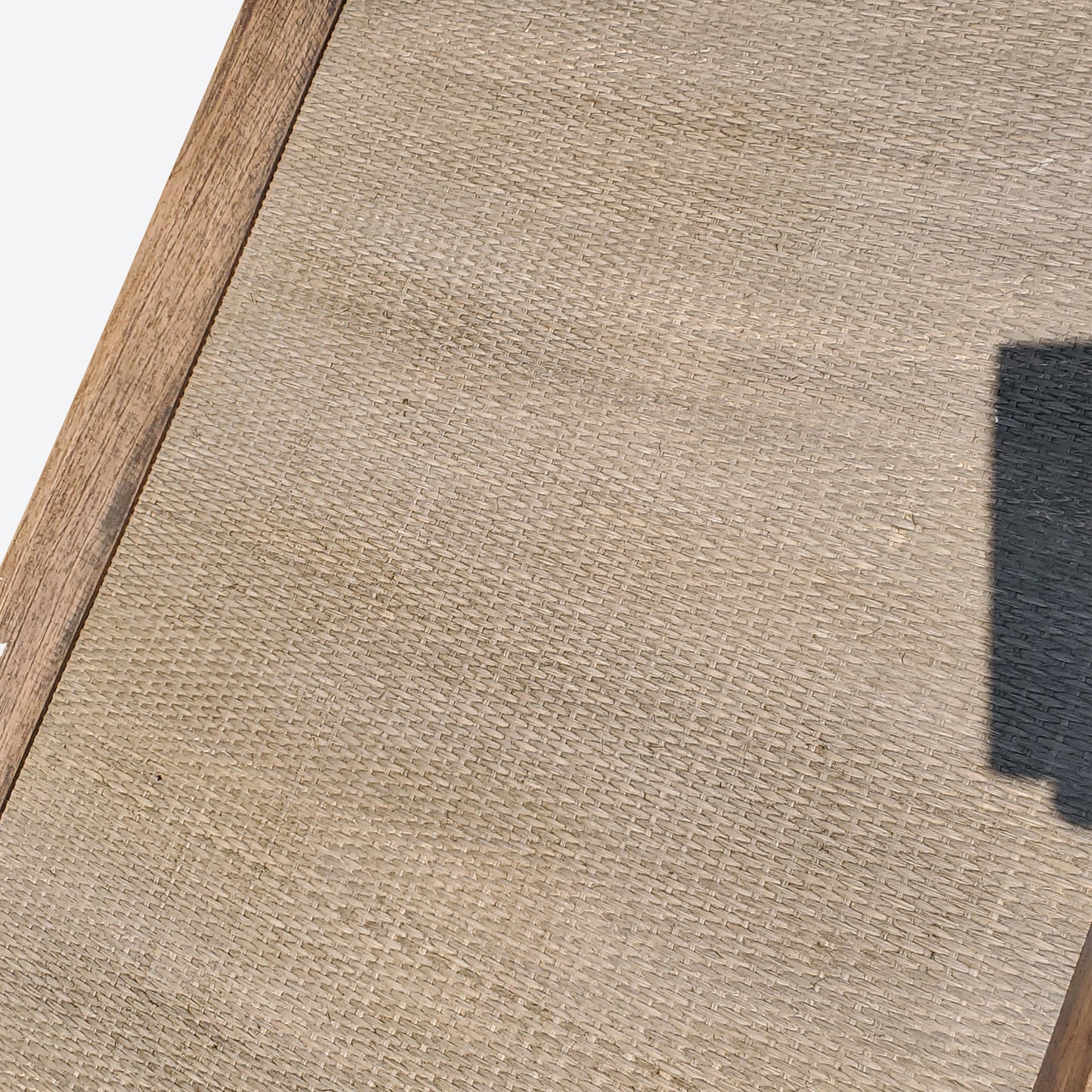 CEDAR WOOD CENTER TABLE WITH RATTAN AND METAL BASE- SK- SKU 1021