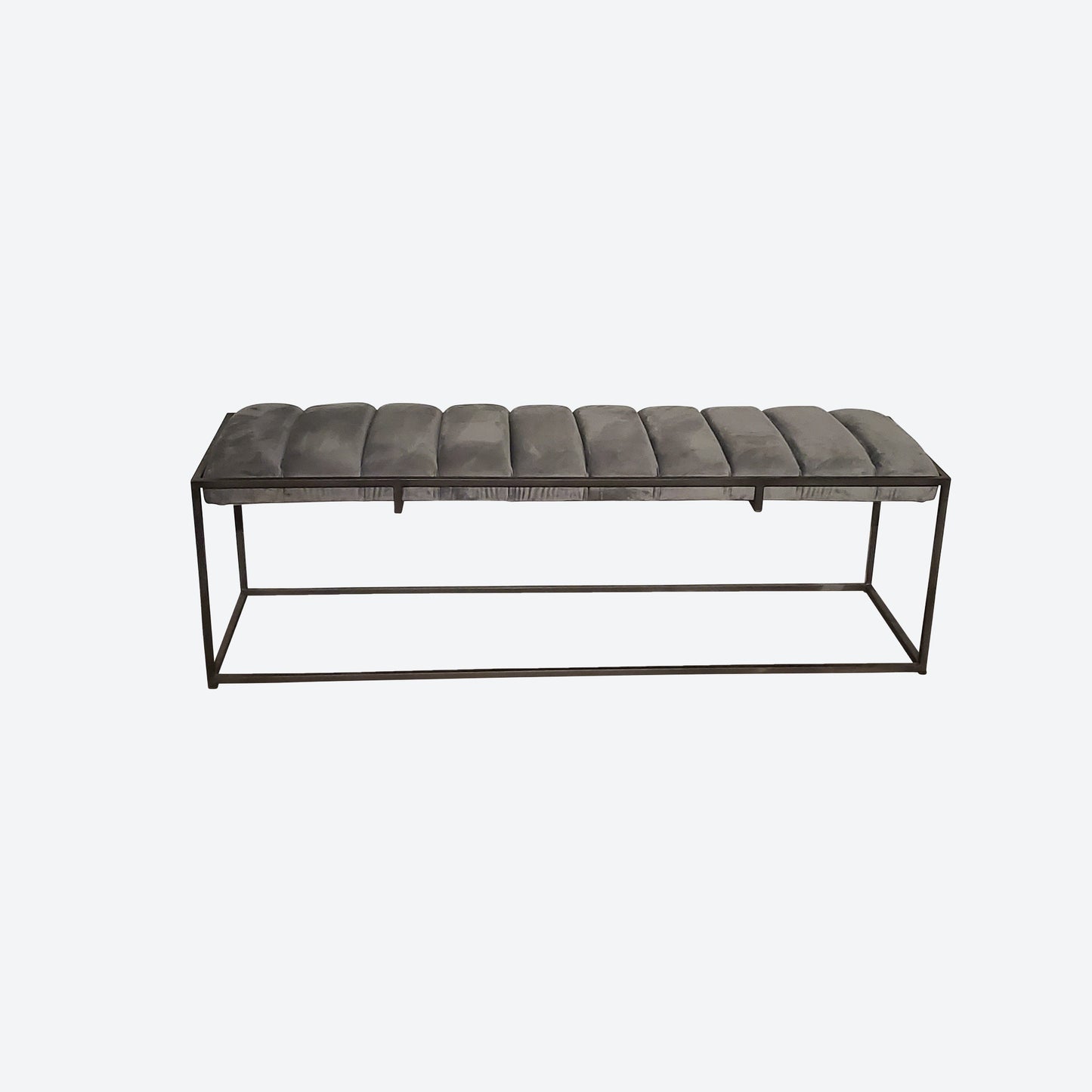 LIGHT GRAY VELVET BENCH- SK- SKU 1023