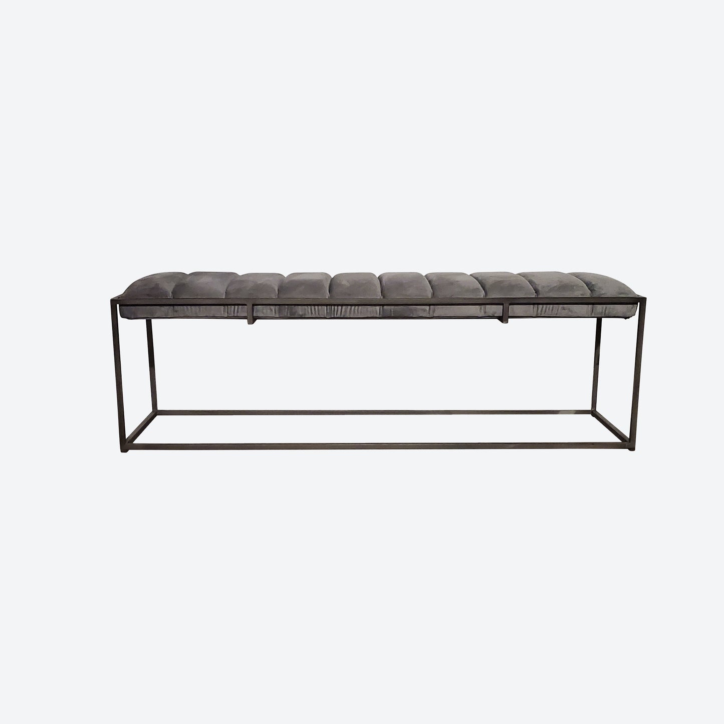 LIGHT GRAY VELVET BENCH- SK- SKU 1023