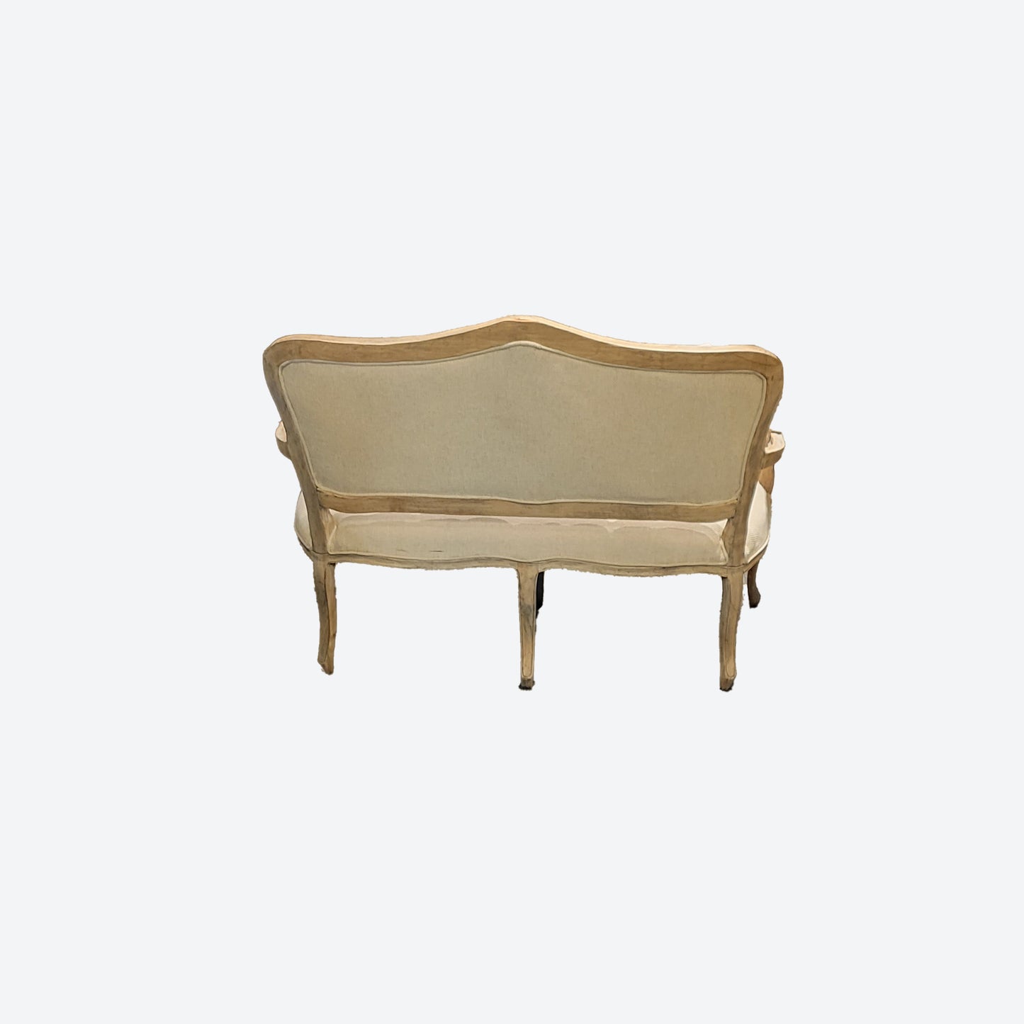 CEDAR WOOD ORGANIC CANVAS FABRIC TUFTED 2 SEATER FRENCH SETTEE -SK- SKU 1025