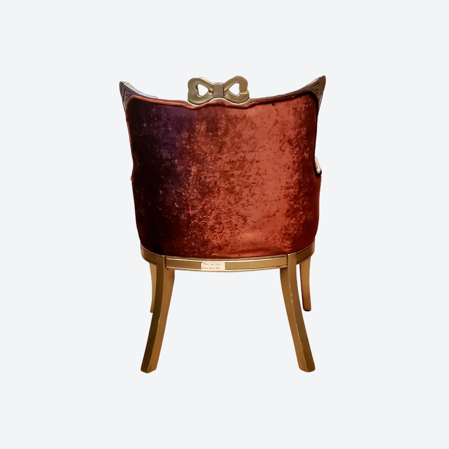 BROWN VELVET MAHOGANY WOOD ACCENT CHAIR WITH SILVER TRIM - SK- SKU 1028