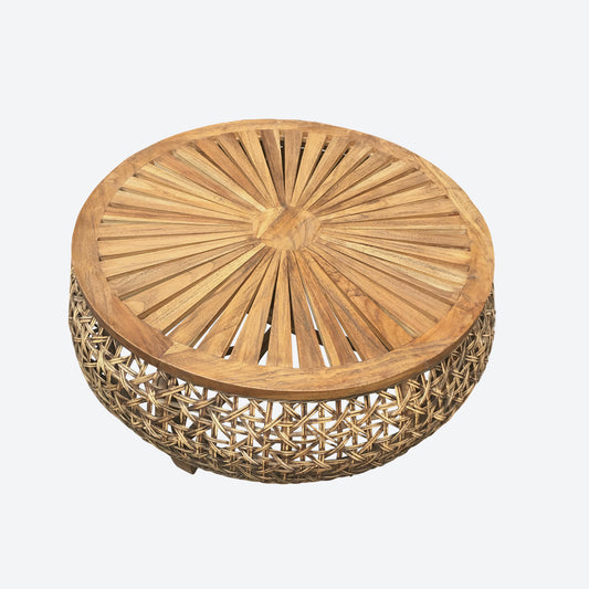 TEAK RATTAN CENTER TABLE -SK- SKU 1034