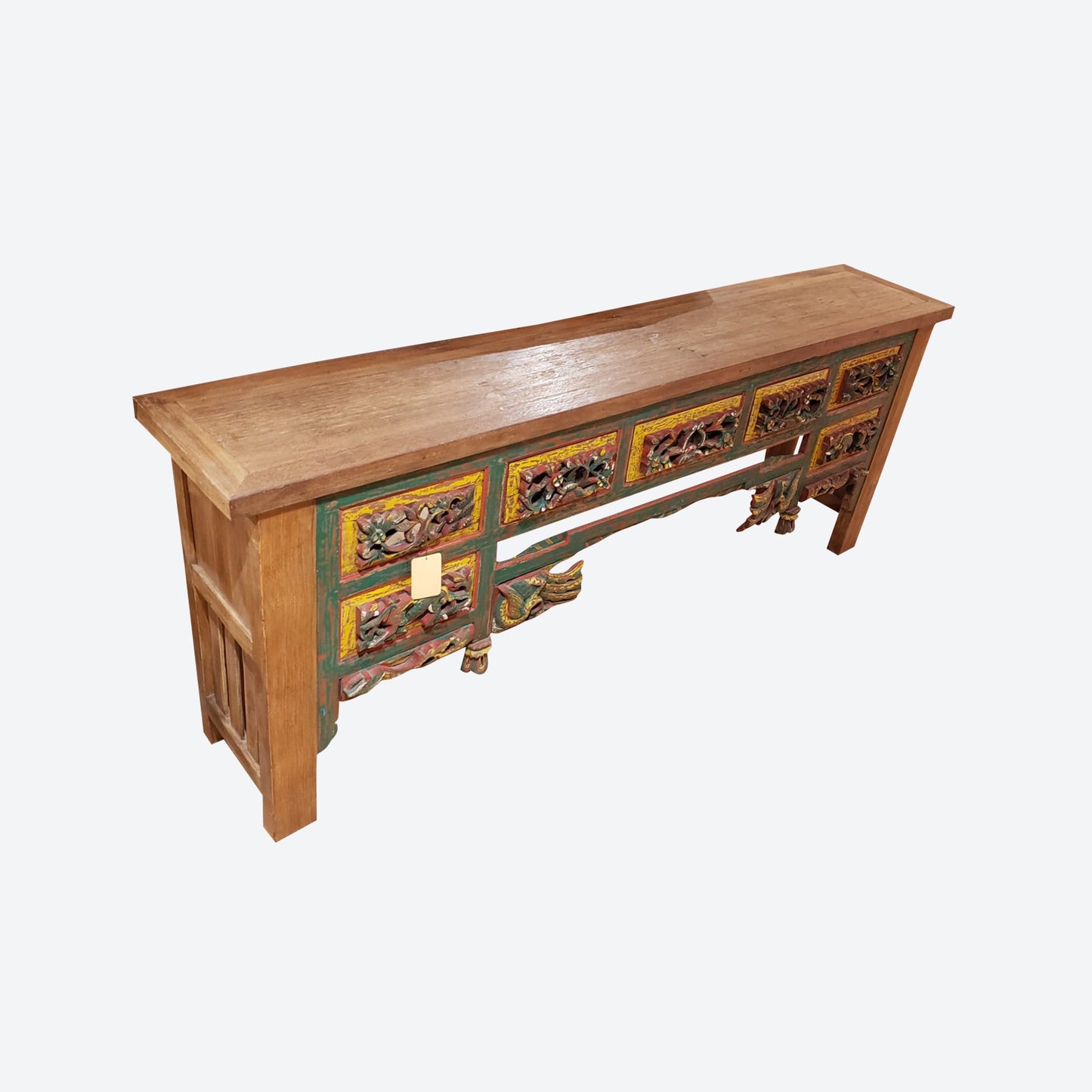 LARGE TEAK ENTRANCE PAINTED CONSOLE TABLE -SK- SKU 1035