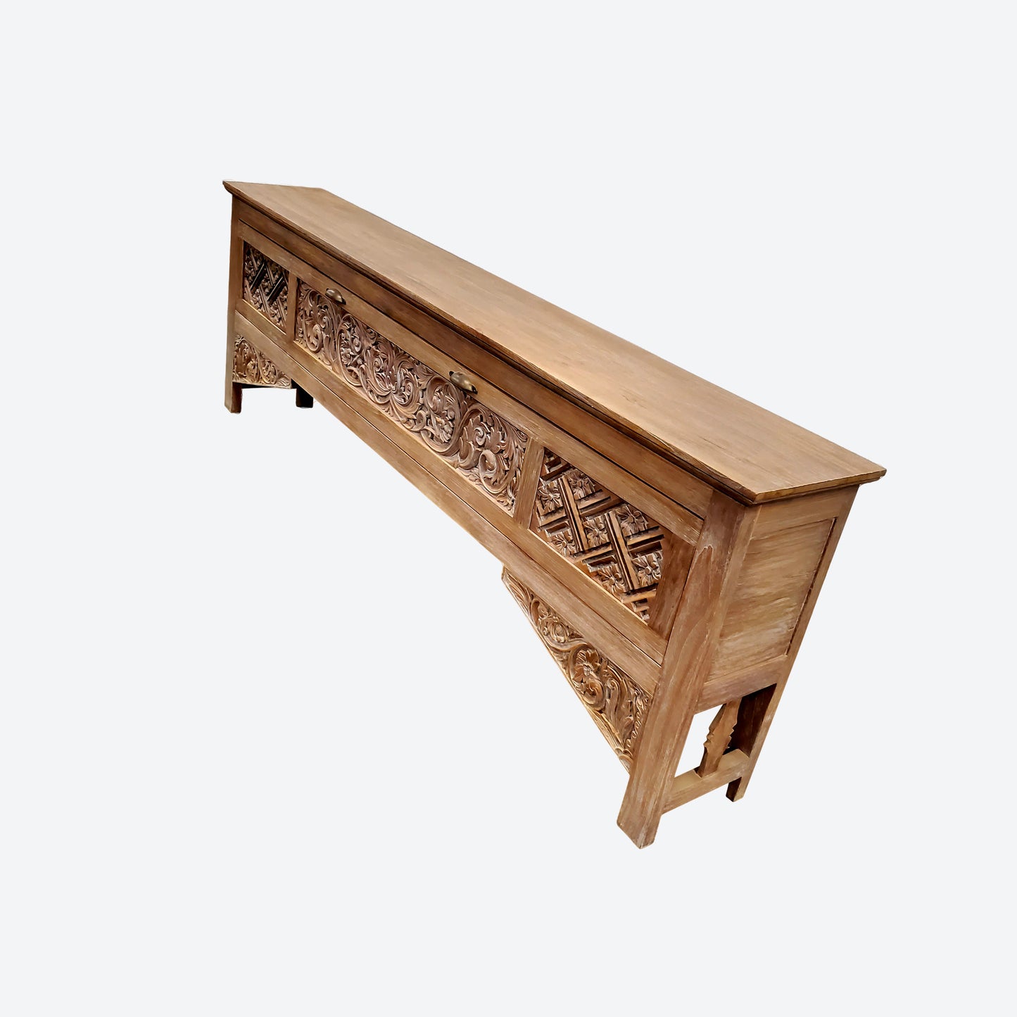 LARGE HANDCARVED PANELS TEAK ENTRANCE CONSOLE TABLE - SK- SKU 1036