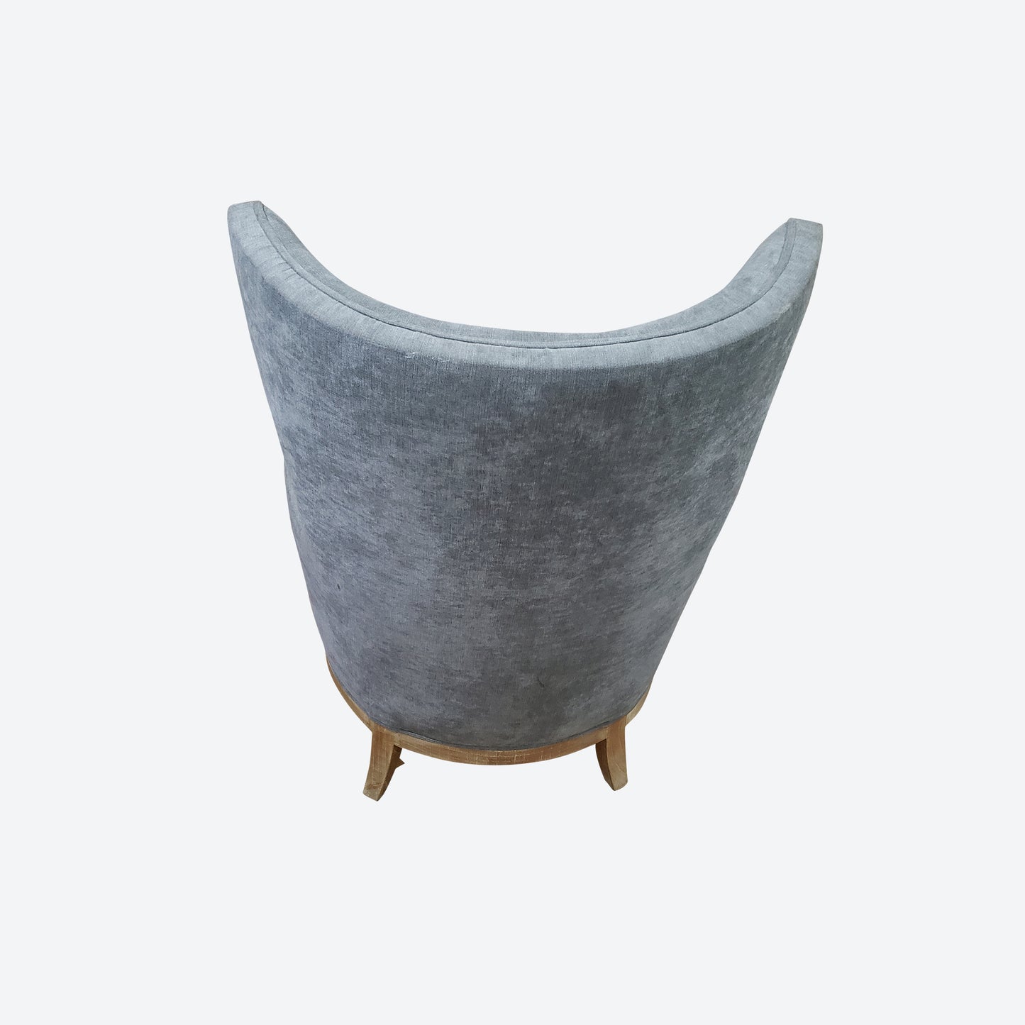 LIGHT GRAY ORGANIC CANVAS FABRIC WING ACCENT CHAIR WHITEWASH LEGS -SK- SKU 1053