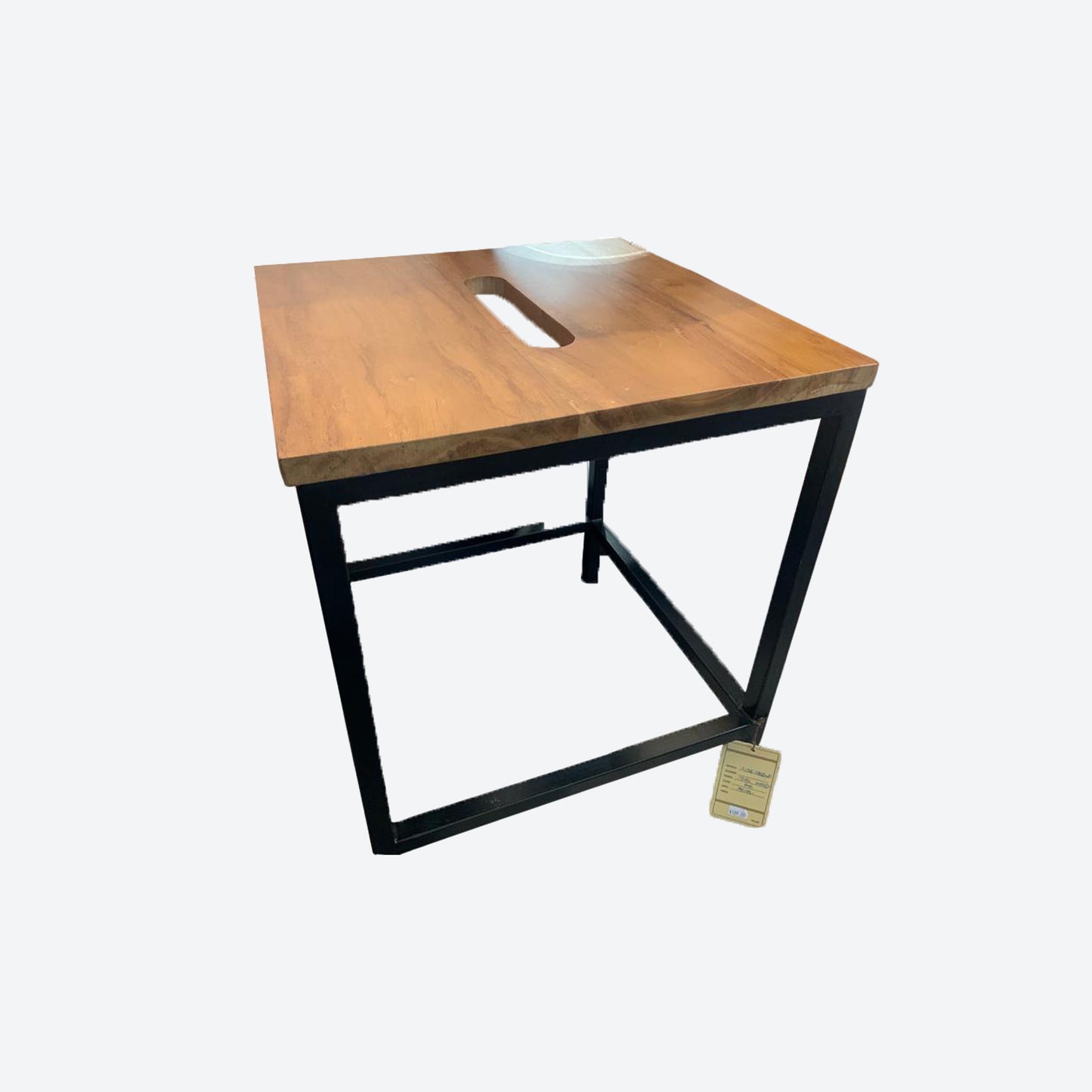 Teak Stool With Metal Legs (HOLE) - SK- SKU 1078