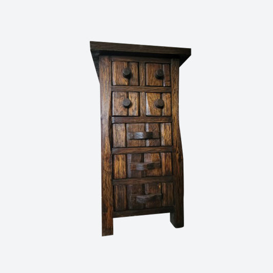 TEAK SIDE TABLE WITH KNOTTED DRAWERS -SK- SKU 1083