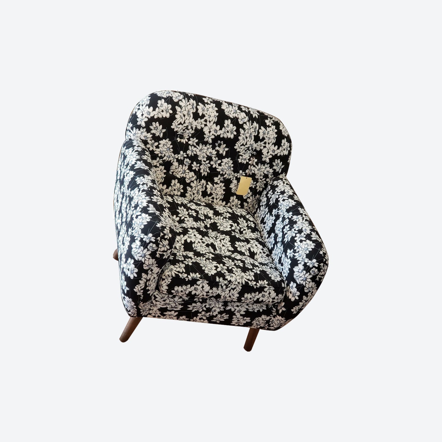 Blue And White Organic Canvas FABRIC CHAIR WITH CEDAR LEGS -SK- SKU 1091