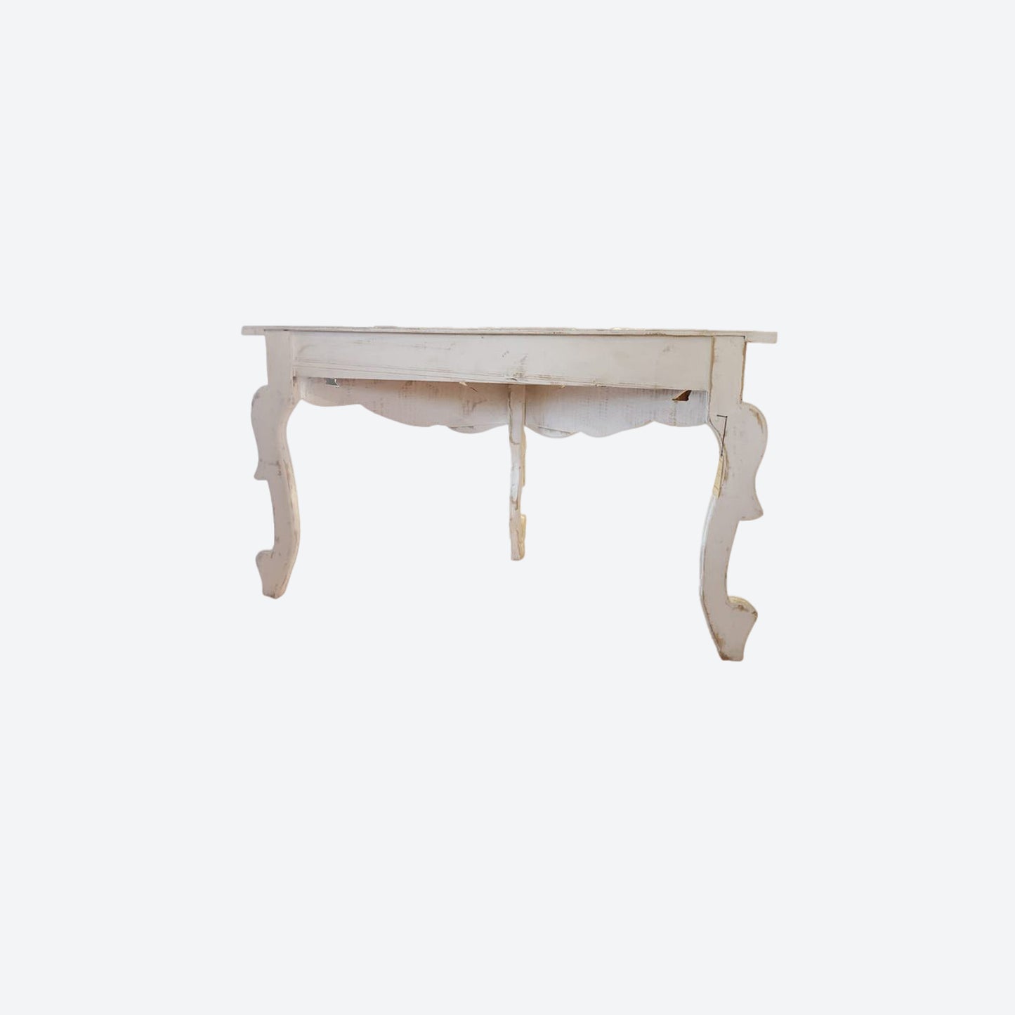 WHITE CEDAR WOOD CONSOLE TABLE WITH LIGHT BROWN ACCENTS -SK (SKU1095)