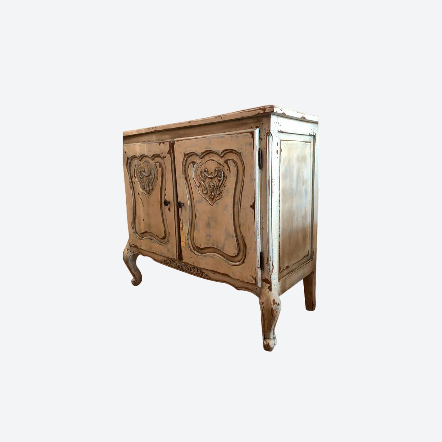 Teal WASH RUSTIC CEDAR WOOD CENTER CONSOLE TABLE -SK (SKU 1103)