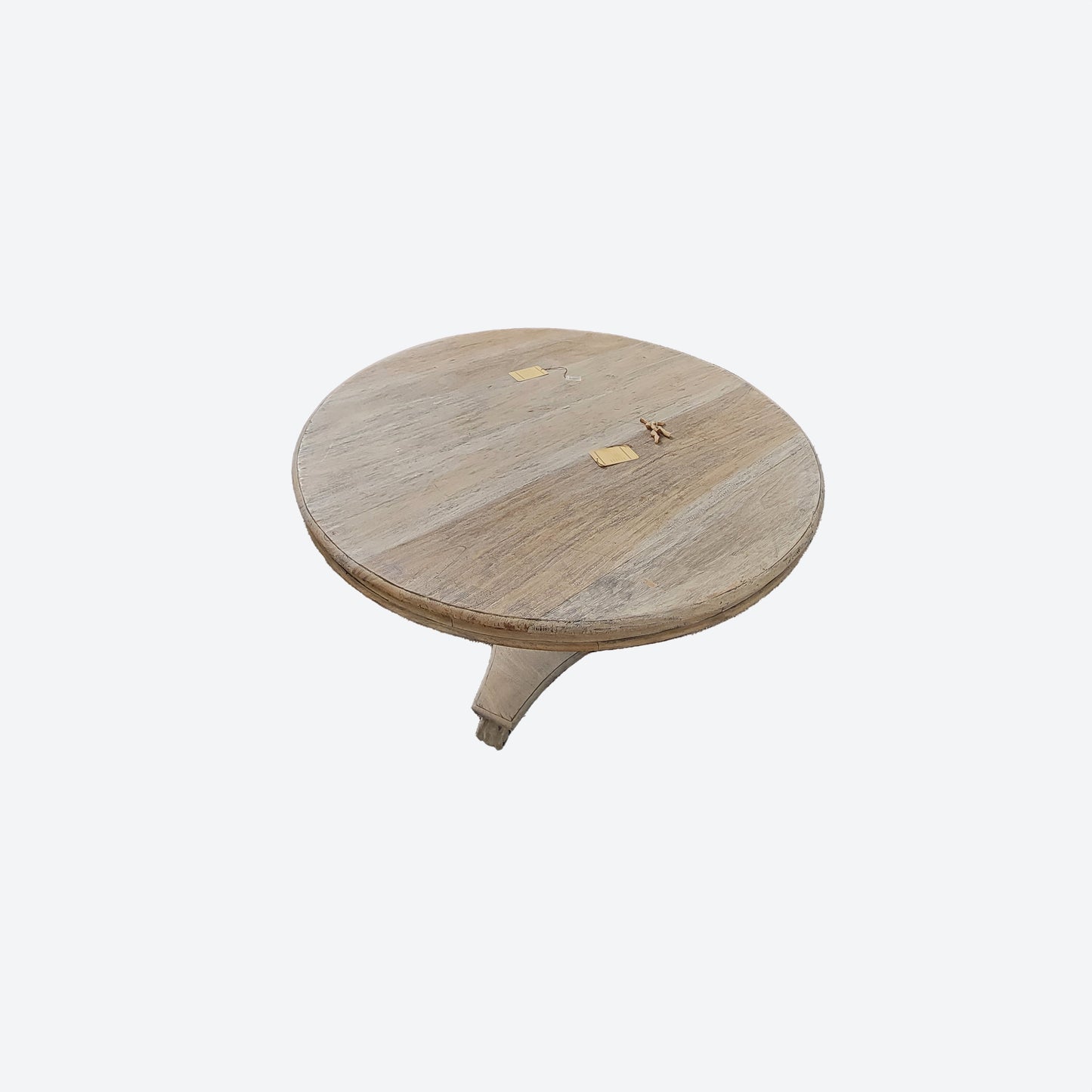Round Rustic Cedar Wood Dining Table Set ( TABLE ONLY = $745) With 6 Black Rustic Cedar Wood Chairs -SK (SKU 1108)