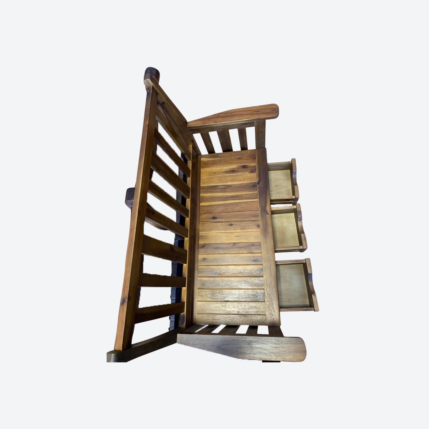 Cedar WOOD TWO SEATER BENCH WITH BOTTOM DRAWERS -SK- SKU 1116