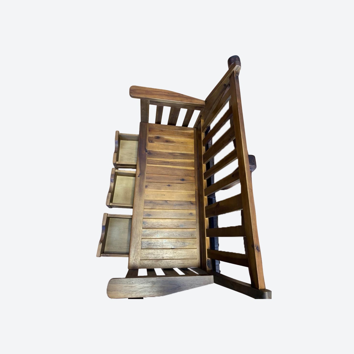 Cedar WOOD TWO SEATER BENCH WITH BOTTOM DRAWERS -SK- SKU 1116
