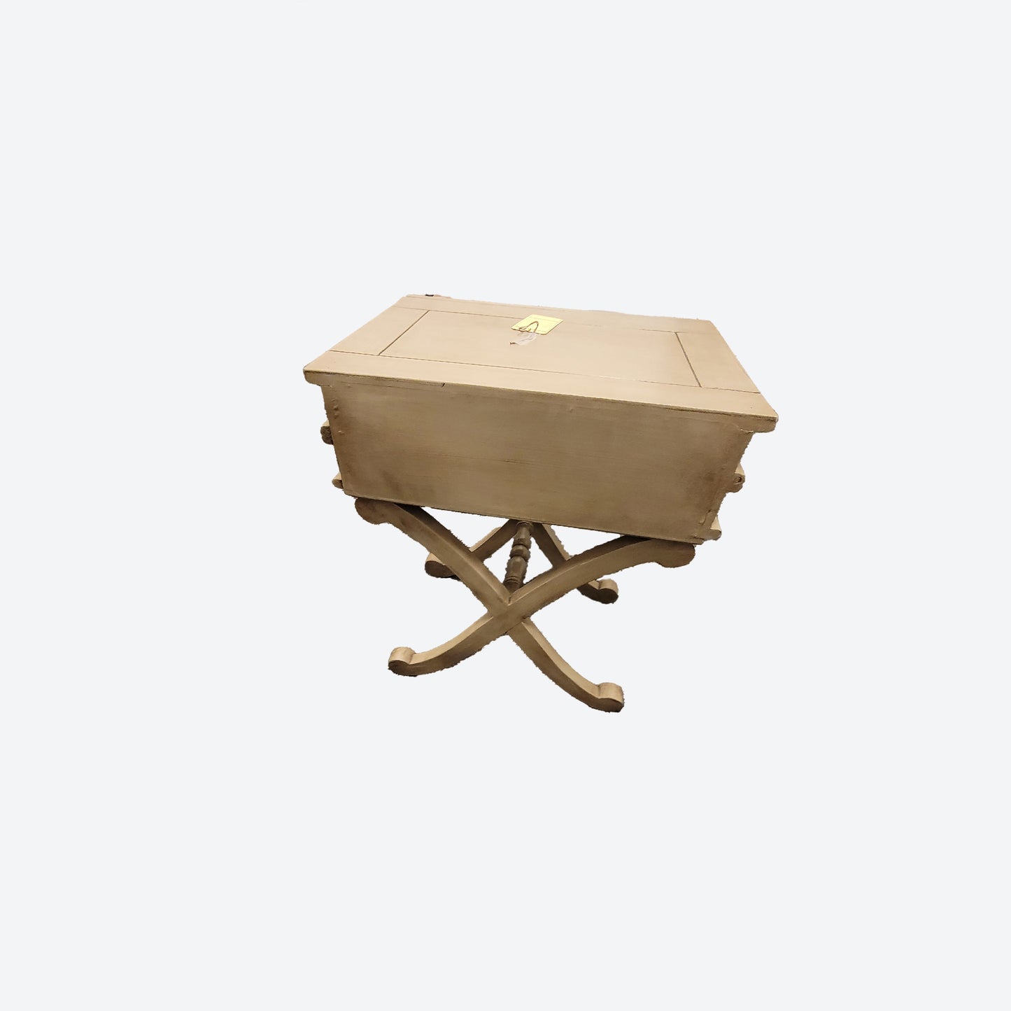 Light Gray CEDAR WOOD SIDE TABLE WITH CARVED FLORAL DETAILS -SK- SKU 1124