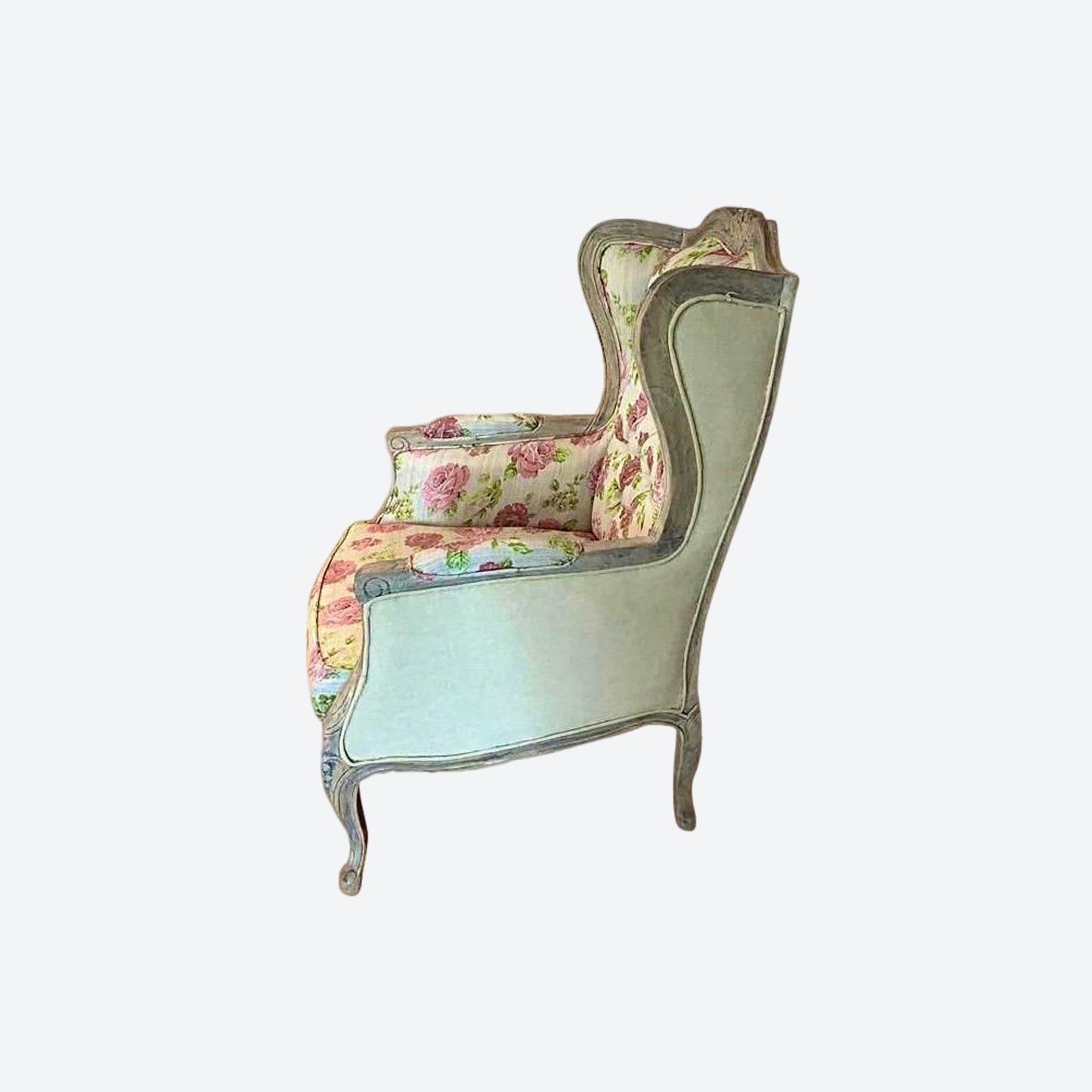 Tufted Organic Canvas Fabric Accent Chair With Cedar Wood Trim And Legs -SK- SKU 1161