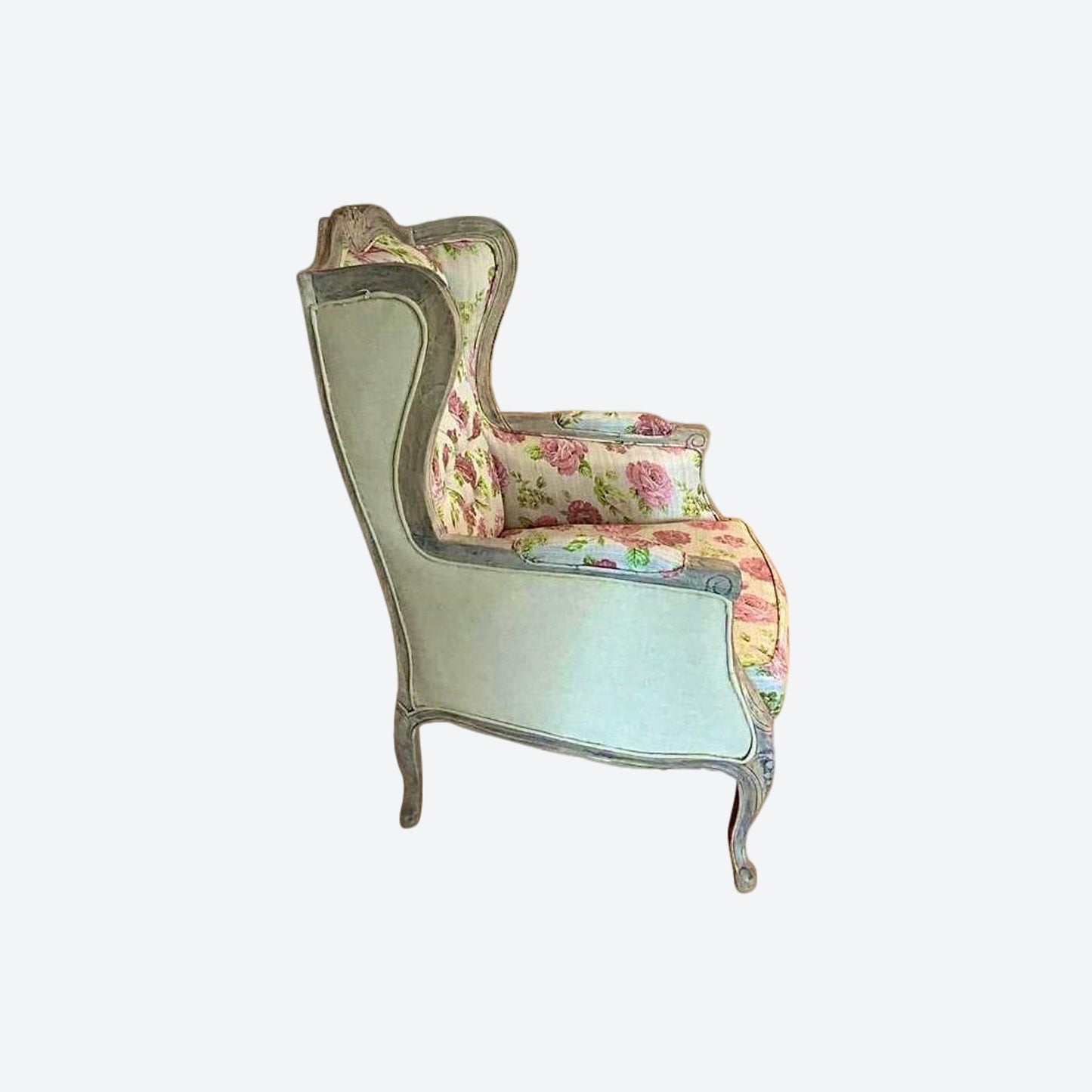 Tufted Organic Canvas Fabric Accent Chair With Cedar Wood Trim And Legs -SK- SKU 1161