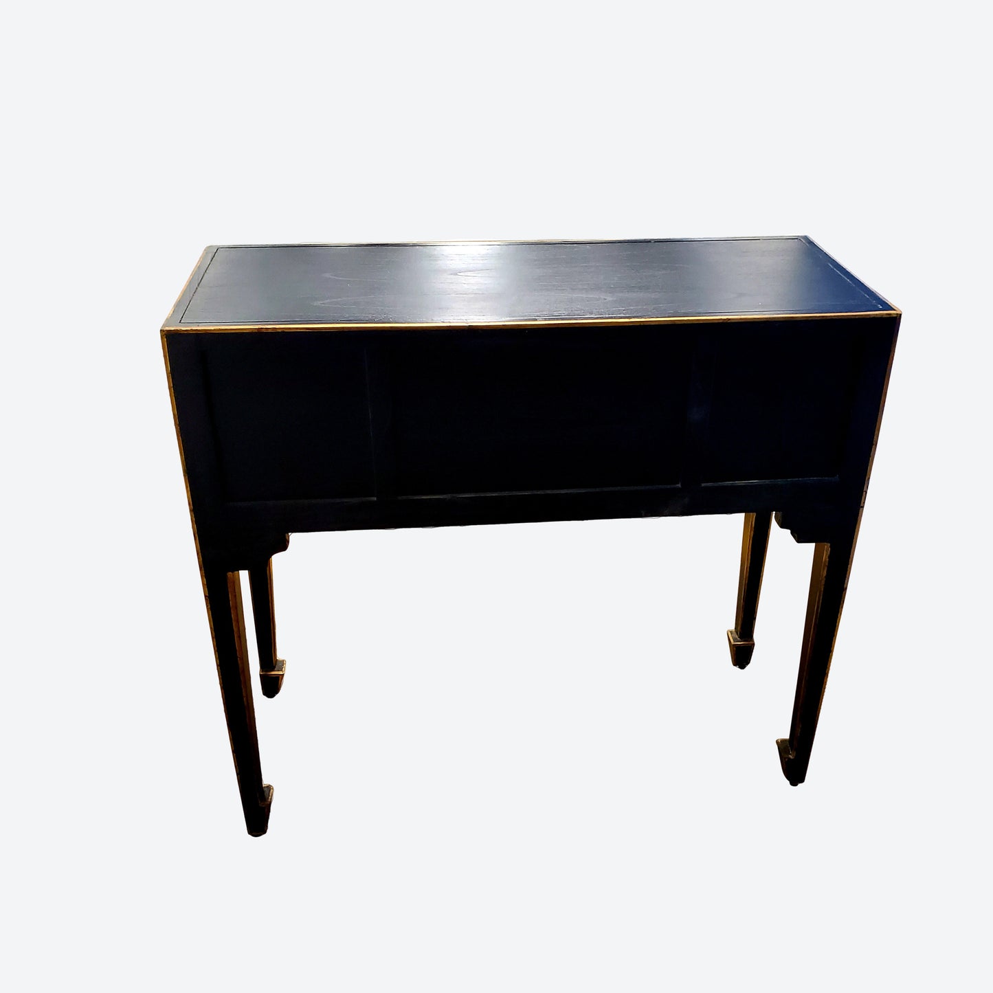 Black Center Console Table With Gold Accents And Key Hardware -SK (SKU 1169)