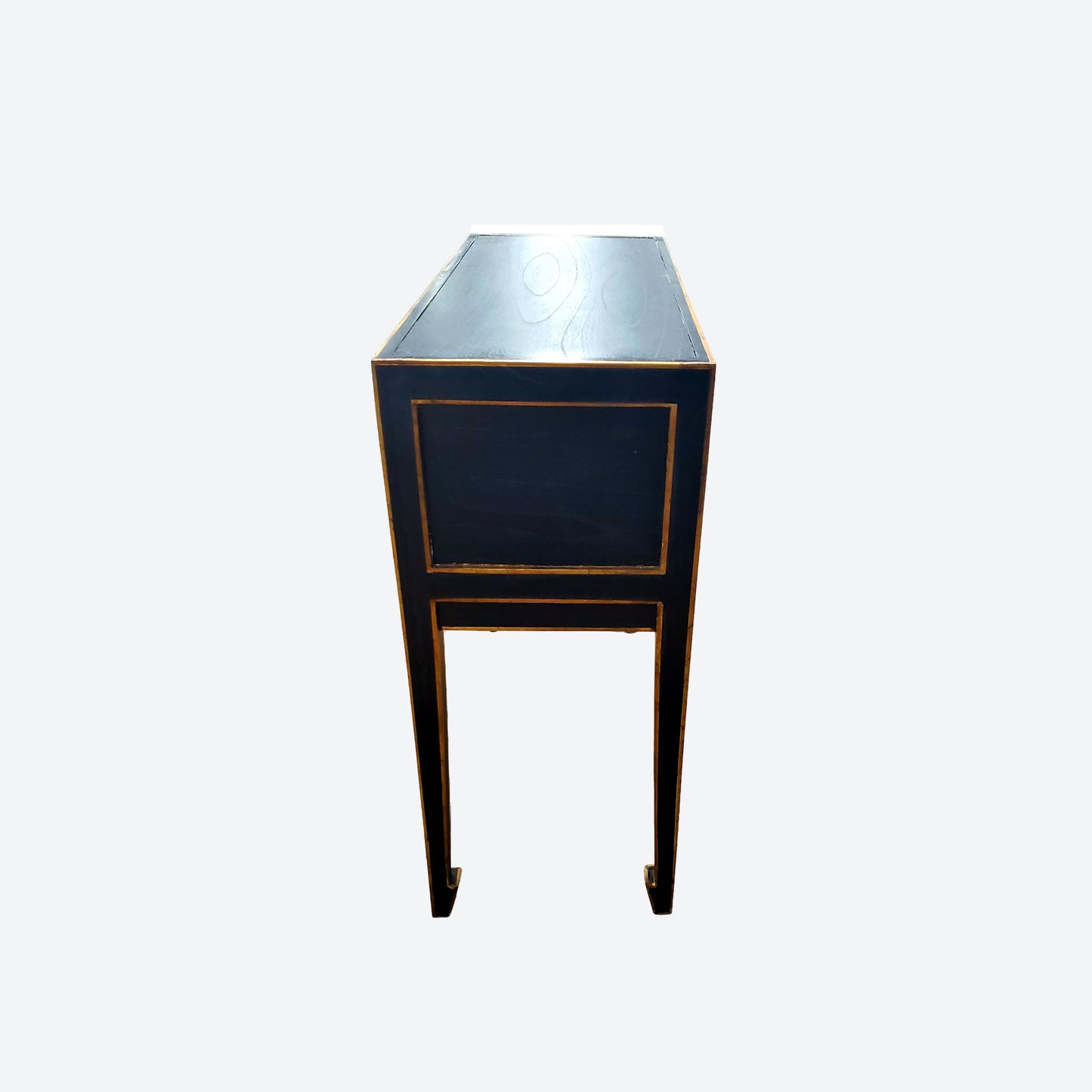 Black Center Console Table With Gold Accents And Key Hardware -SK (SKU 1169)