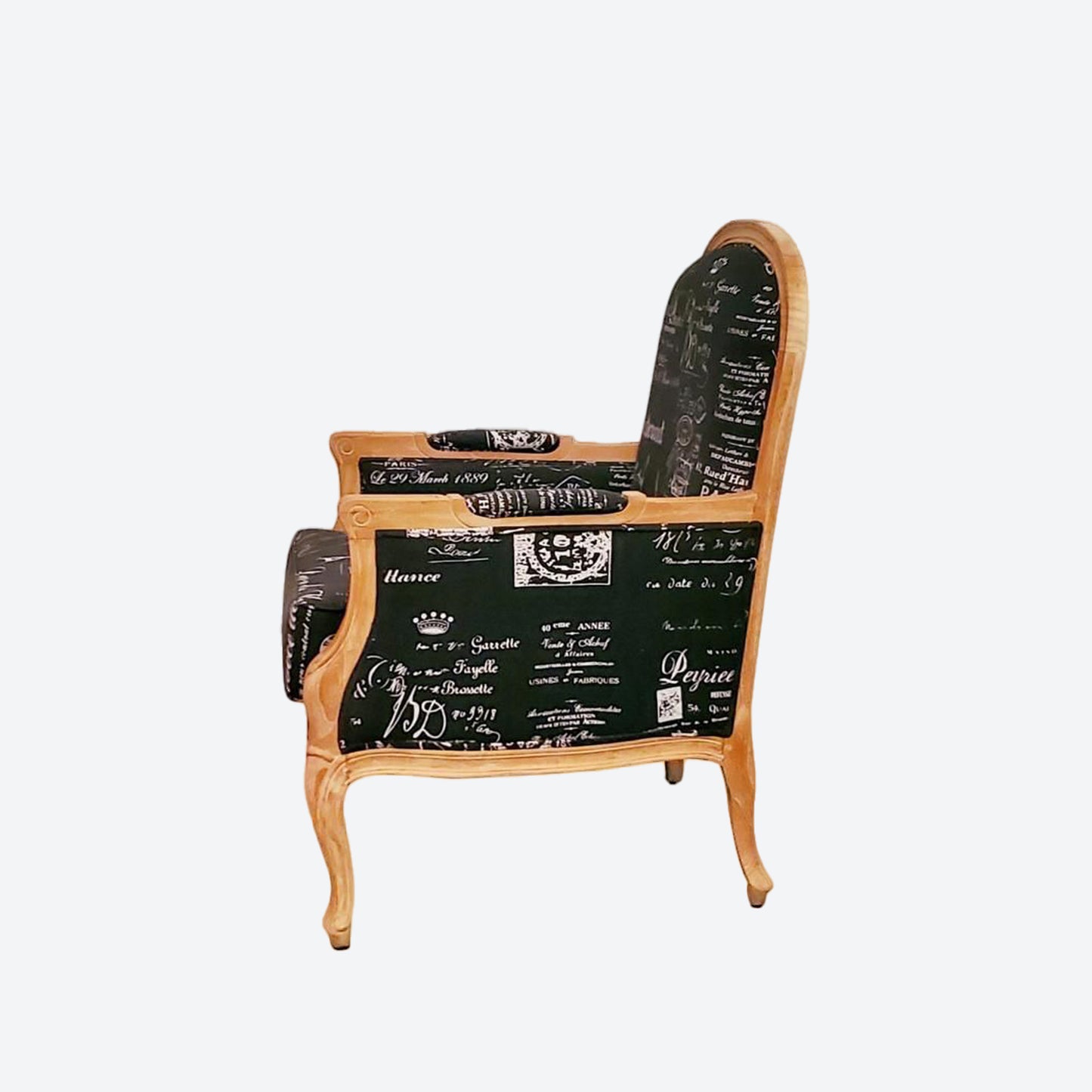 BLACK ORGANIC FABRIC LIGHT BROWN CEDAR WOOD ACCENT CHAIRS- SK- SKU1000