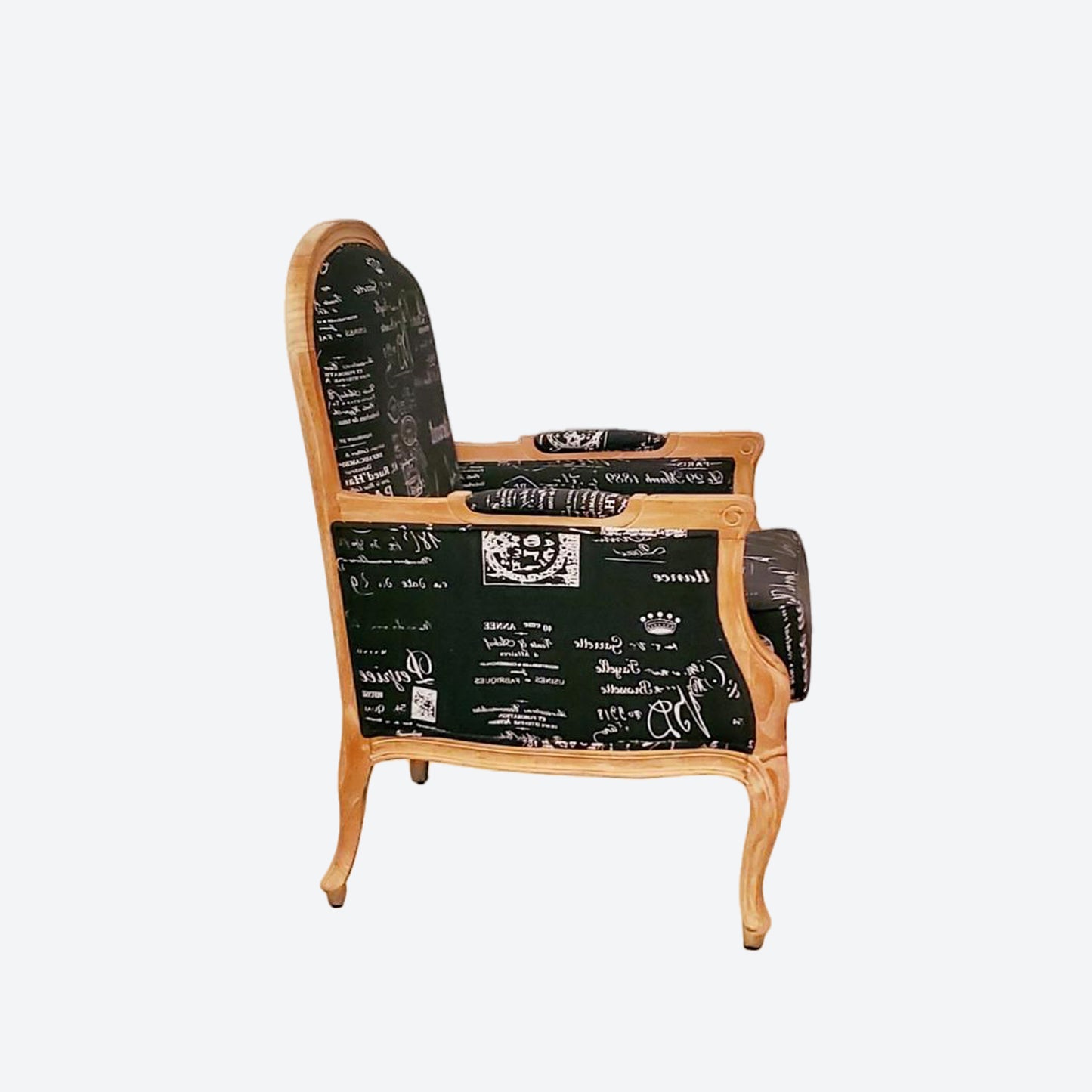BLACK ORGANIC FABRIC LIGHT BROWN CEDAR WOOD ACCENT CHAIRS- SK- SKU1000