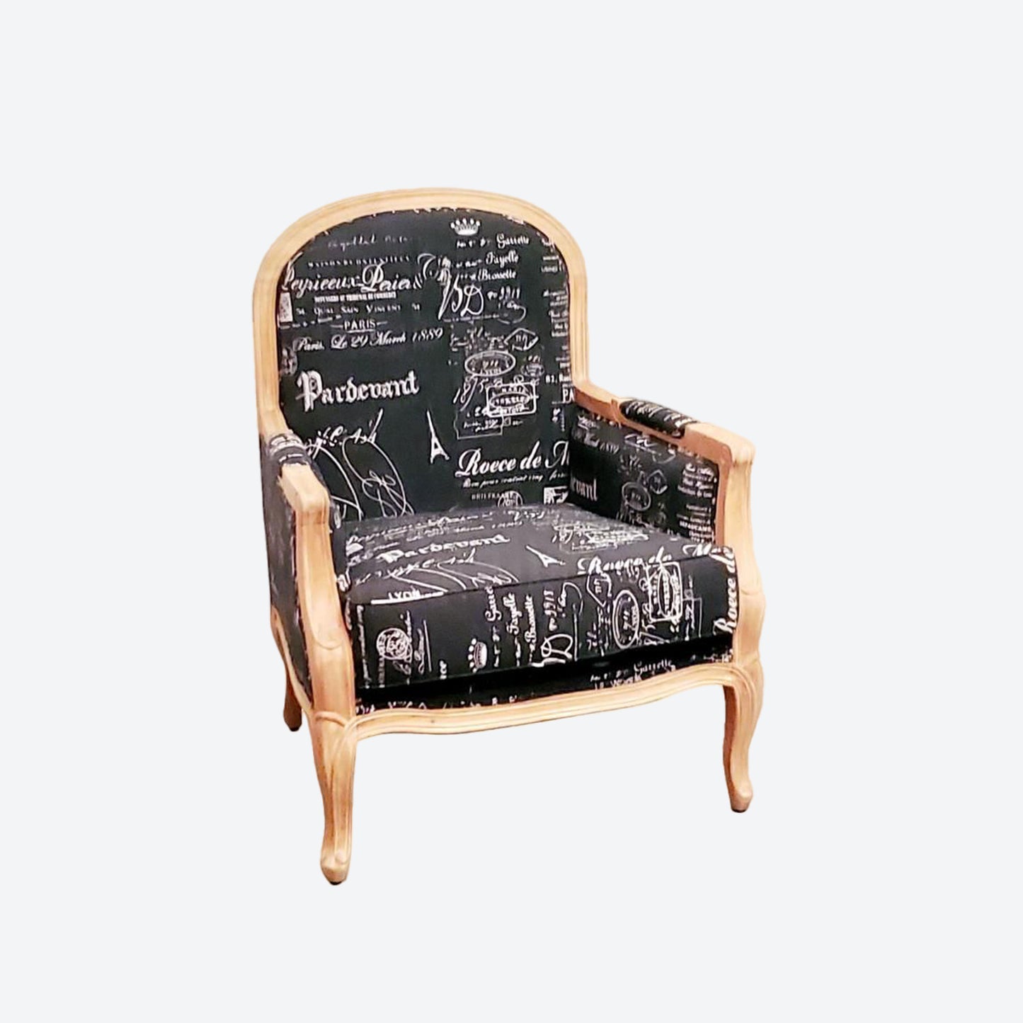 BLACK ORGANIC FABRIC LIGHT BROWN CEDAR WOOD ACCENT CHAIRS- SK- SKU1000
