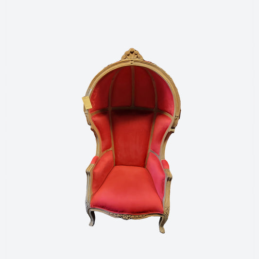 RED VELVET UMBRELLA/BALLOON CEDAR WOOD CHAIR (NATURAL) - AU- SKU 1003H