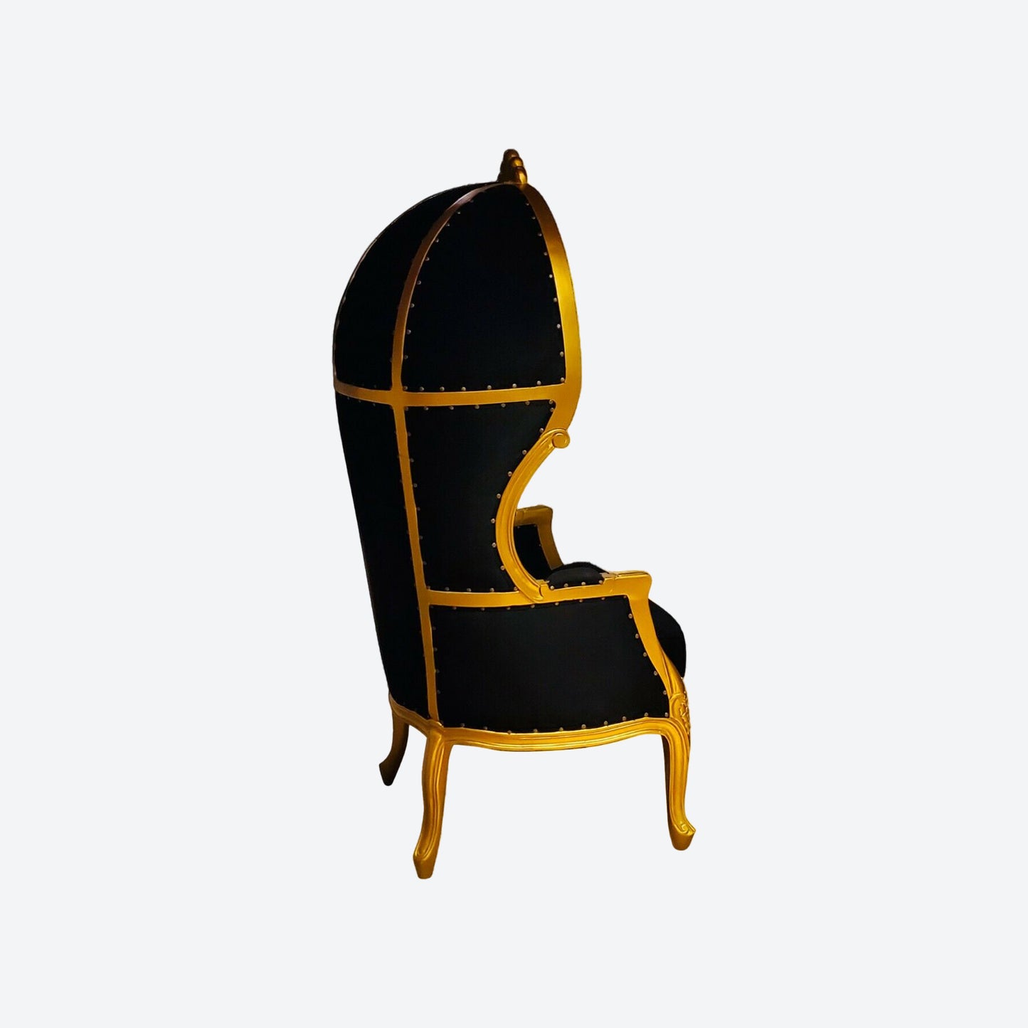BLACK ORGANIC CANVAS FABRIC UMBRELLA/BALLOON CEDAR WOOD CHAIR (GOLD) - AU- SKU 1003B