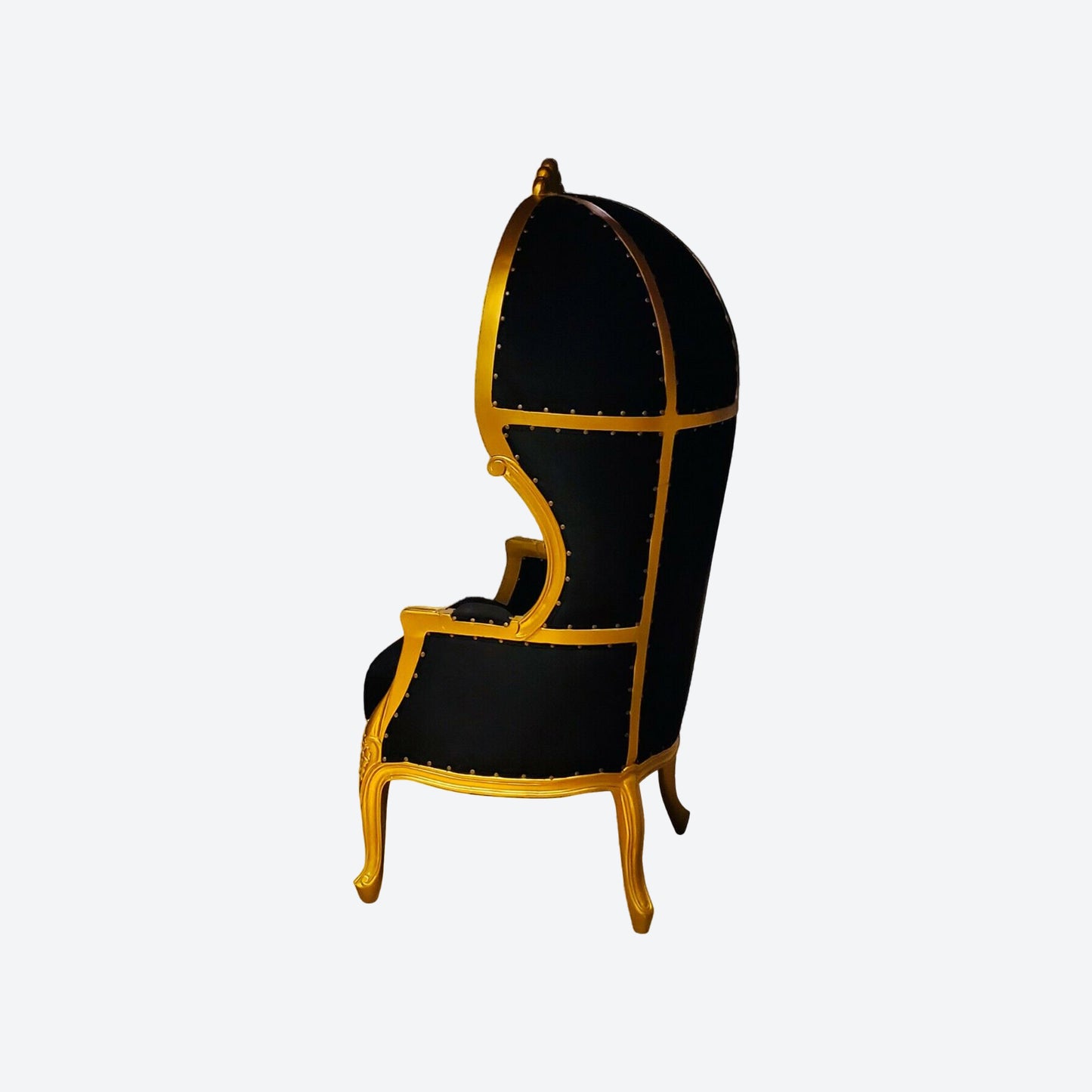BLACK ORGANIC CANVAS FABRIC UMBRELLA/BALLOON CEDAR WOOD CHAIR (GOLD) - AU- SKU 1003B