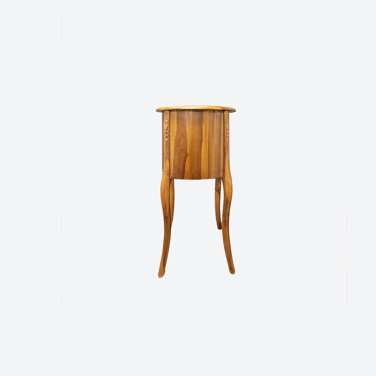 TEAK CURVED SIDE TABLE WITH THREE DRAWERS [Wide] -SK -SKU 1008A