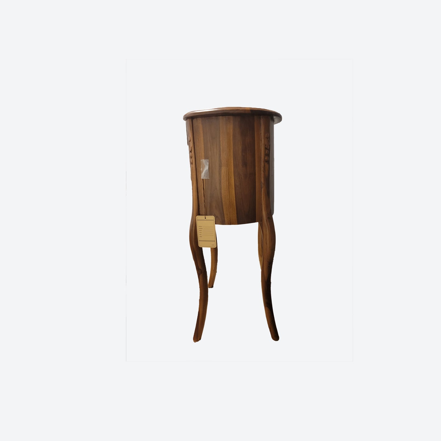 TEAK CURVED SIDE TABLE WITH THREE DRAWERS [Wide] -SK -SKU 1008A