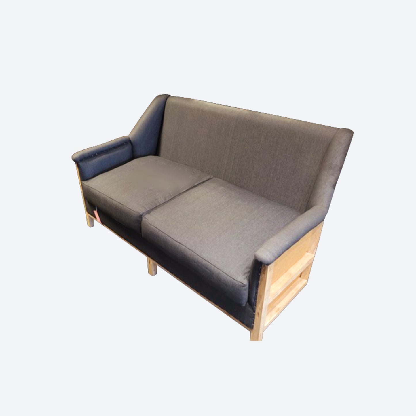 GRAY ORGANIC CANVAS CEDAR WOOD 2 SEATER SOFA -SK- SKU 1013
