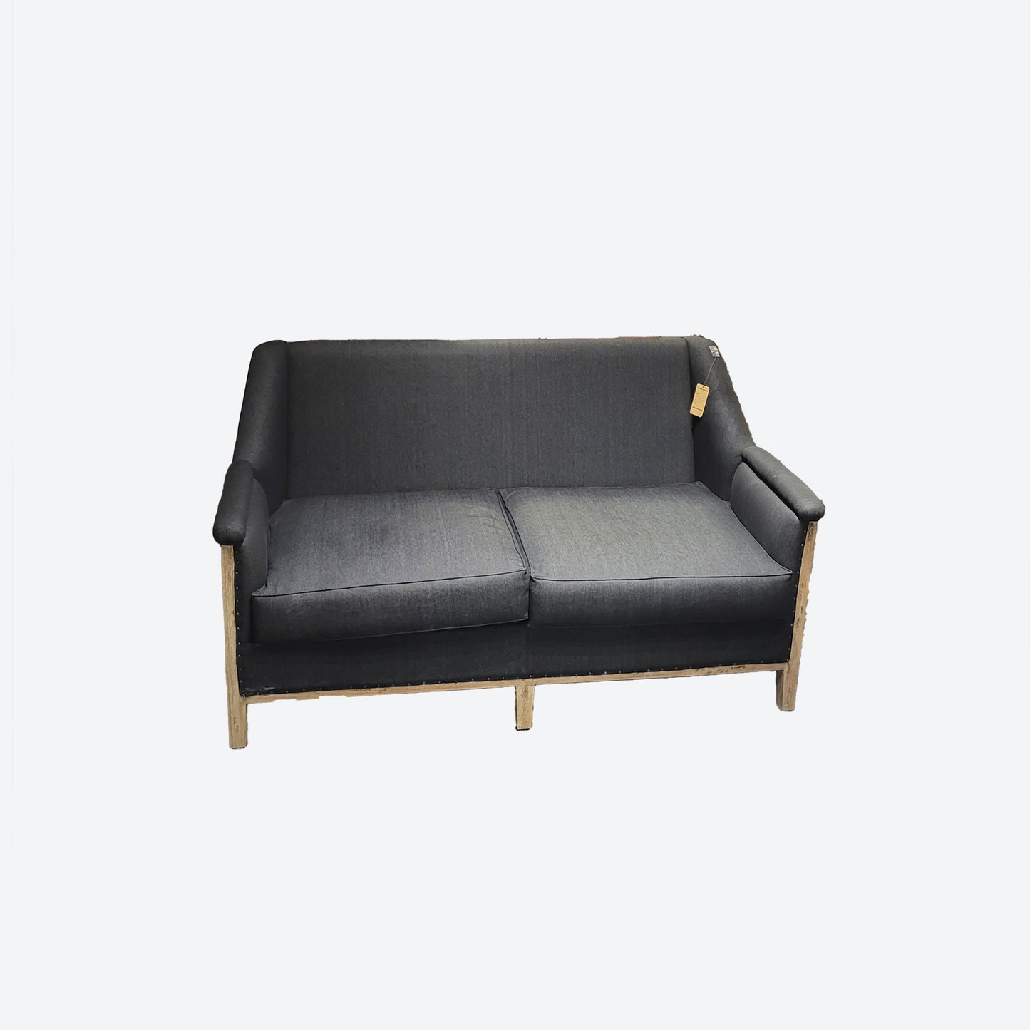 GRAY ORGANIC CANVAS CEDAR WOOD 2 SEATER SOFA -SK- SKU 1013