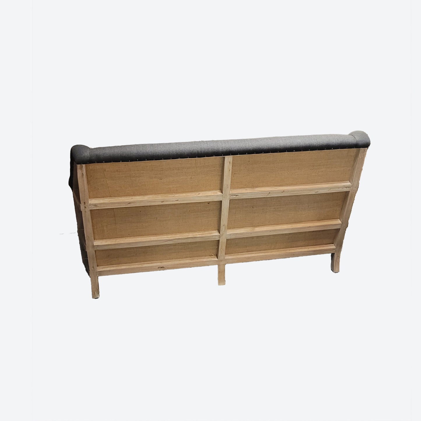 GRAY ORGANIC CANVAS CEDAR WOOD 2 SEATER SOFA -SK- SKU 1013