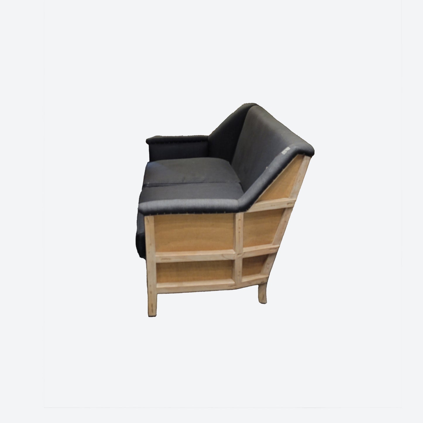 GRAY ORGANIC CANVAS CEDAR WOOD 2 SEATER SOFA -SK- SKU 1013