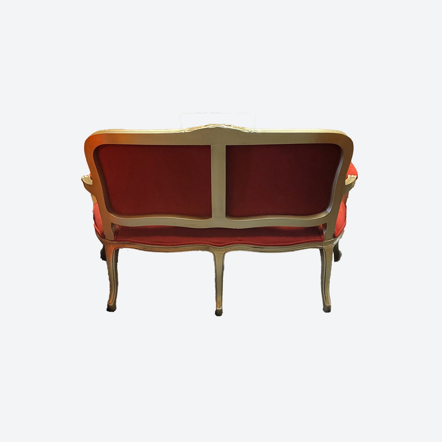 RED ORGANIC CANVAS PAINTED MAHOGANY WOOD 2 SEATER SOFA -SK- SKU 1016