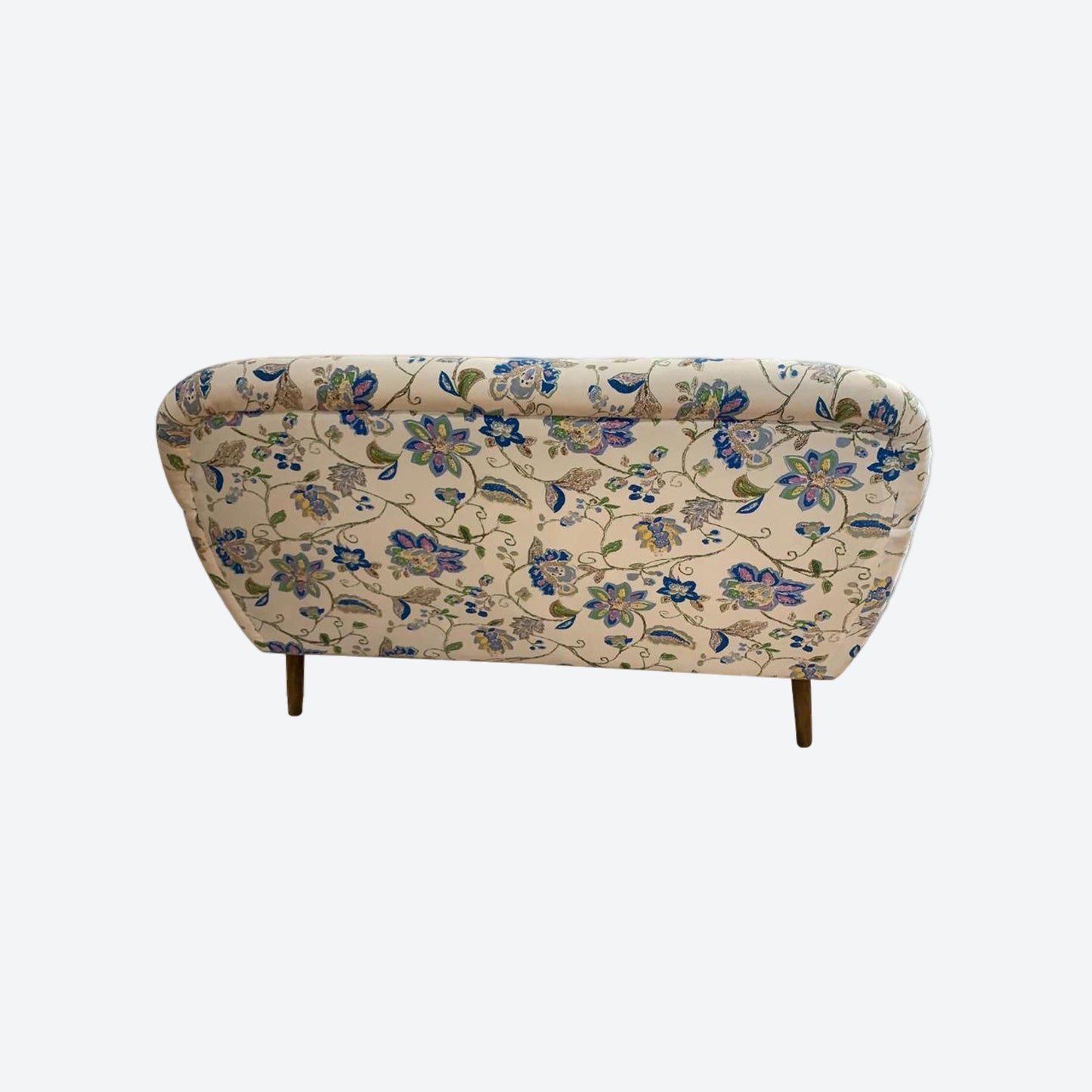 Organic CANVAS Fabric TWO SEATER SOFA WITH FLORAL PATTERN AND CEDAR WOOD LEGS -SK (SKU 1121)