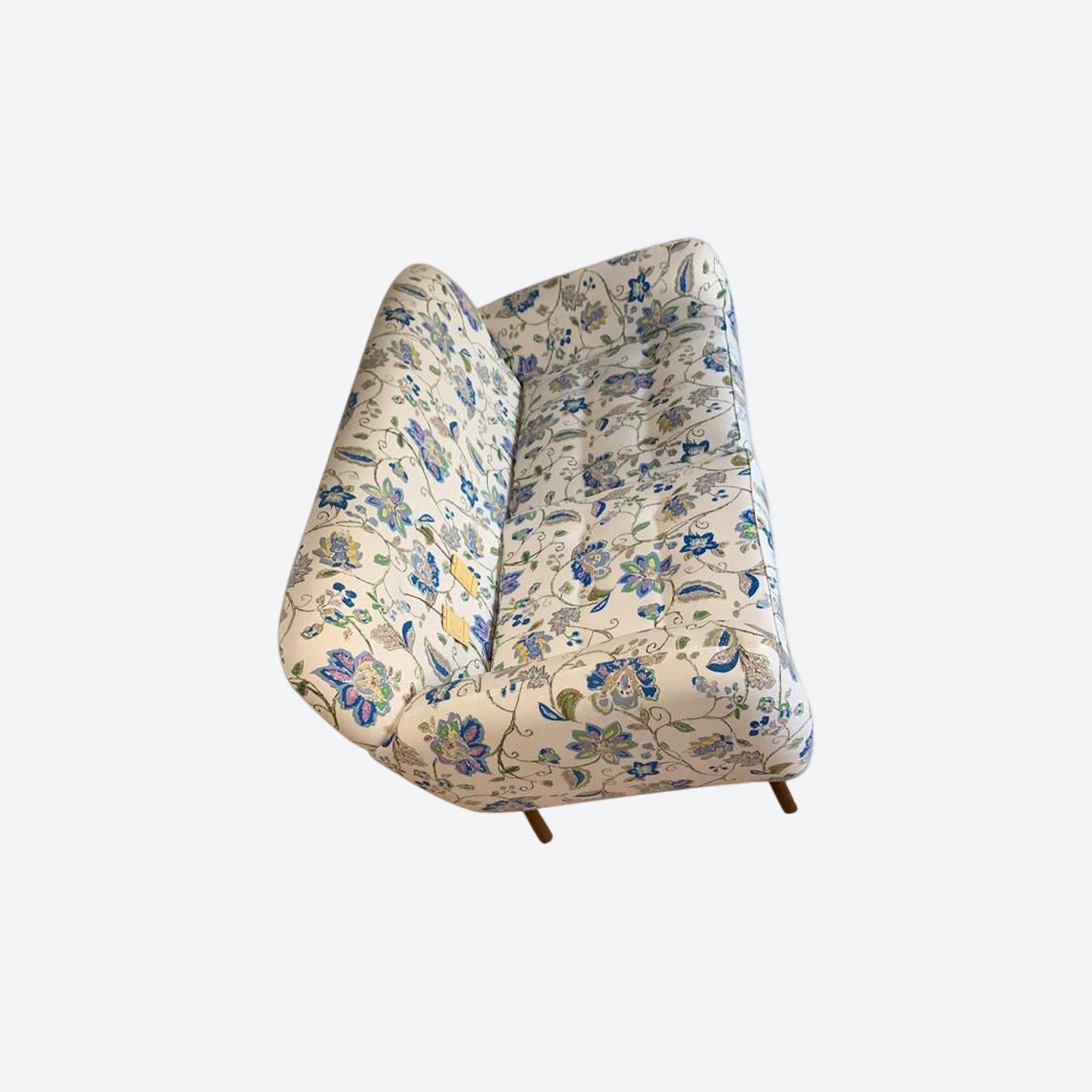 Organic CANVAS Fabric TWO SEATER SOFA WITH FLORAL PATTERN AND CEDAR WOOD LEGS -SK (SKU 1121)