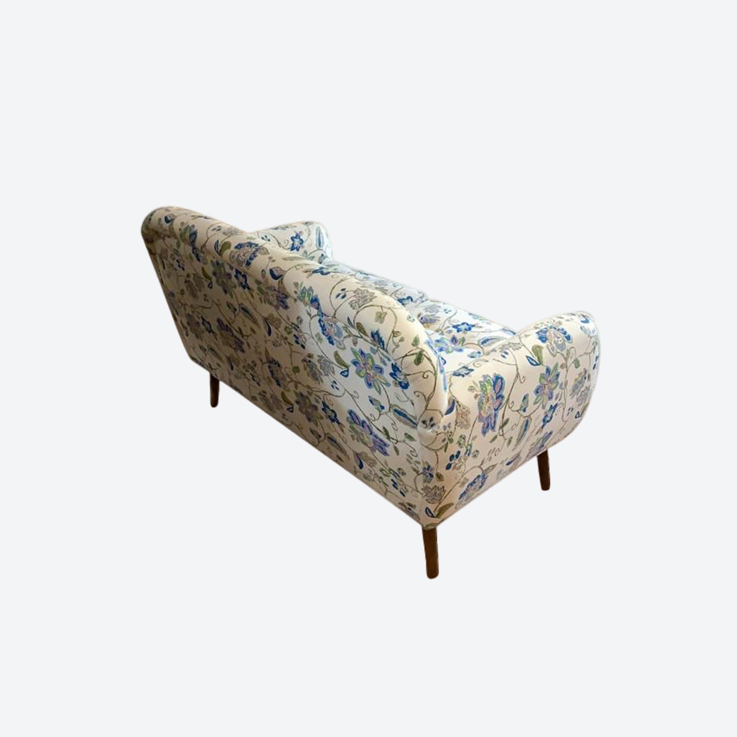 Organic CANVAS Fabric TWO SEATER SOFA WITH FLORAL PATTERN AND CEDAR WOOD LEGS -SK (SKU 1121)