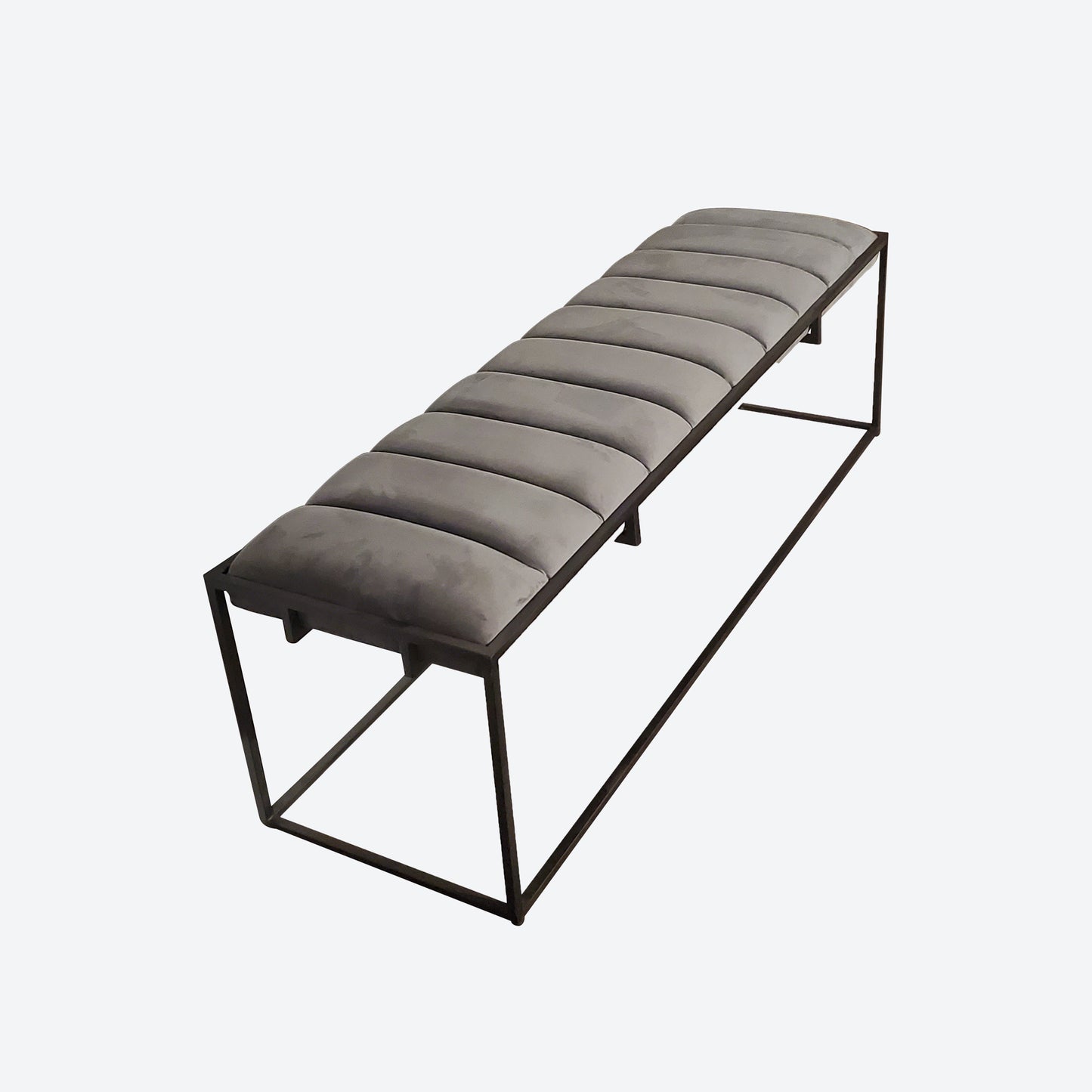LIGHT GRAY VELVET BENCH- SK- SKU 1023
