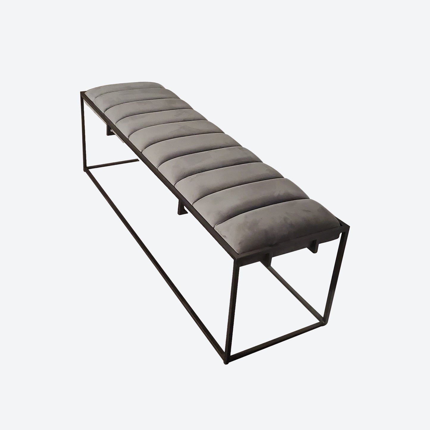 LIGHT GRAY VELVET BENCH- SK- SKU 1023