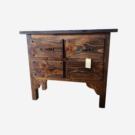 BROWN Mesquite  WOOD CABINET WITH HAMMERED ACCENTS -SK (SKU 1014)