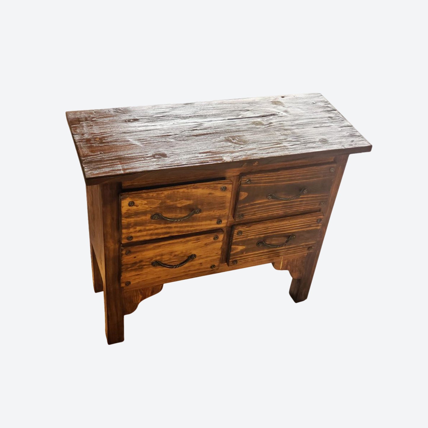 BROWN Mesquite  WOOD CABINET WITH HAMMERED ACCENTS -SK (SKU 1014)